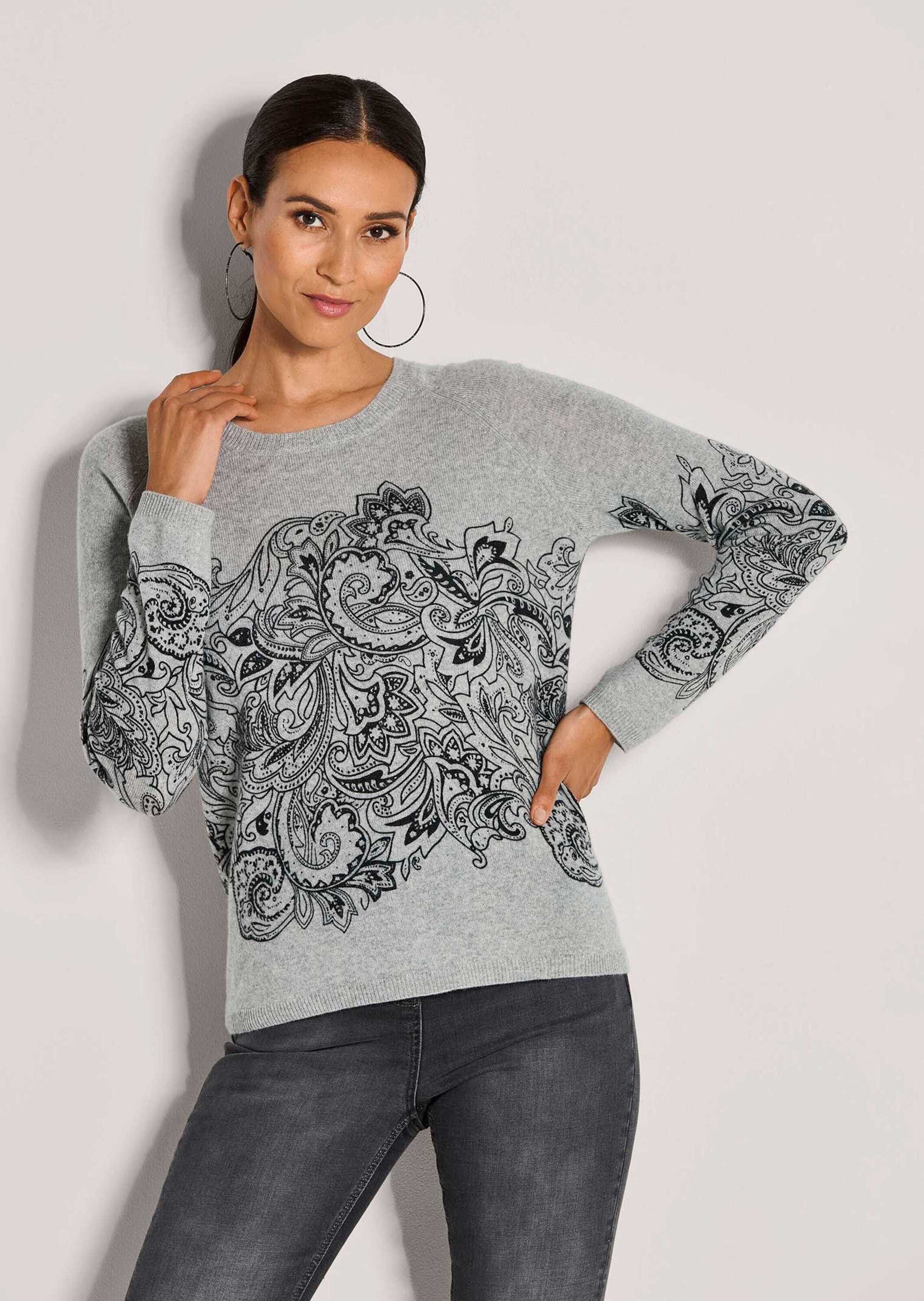 MADELEINE Strickpullover Kaschmirpullover mit einzigartigem Print Langarm P günstig online kaufen