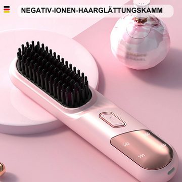 MAGICSHE Haarglättbürste Elektrische Haarglätter Bürste mit negativen Ionen, 4 Temperaturstufen