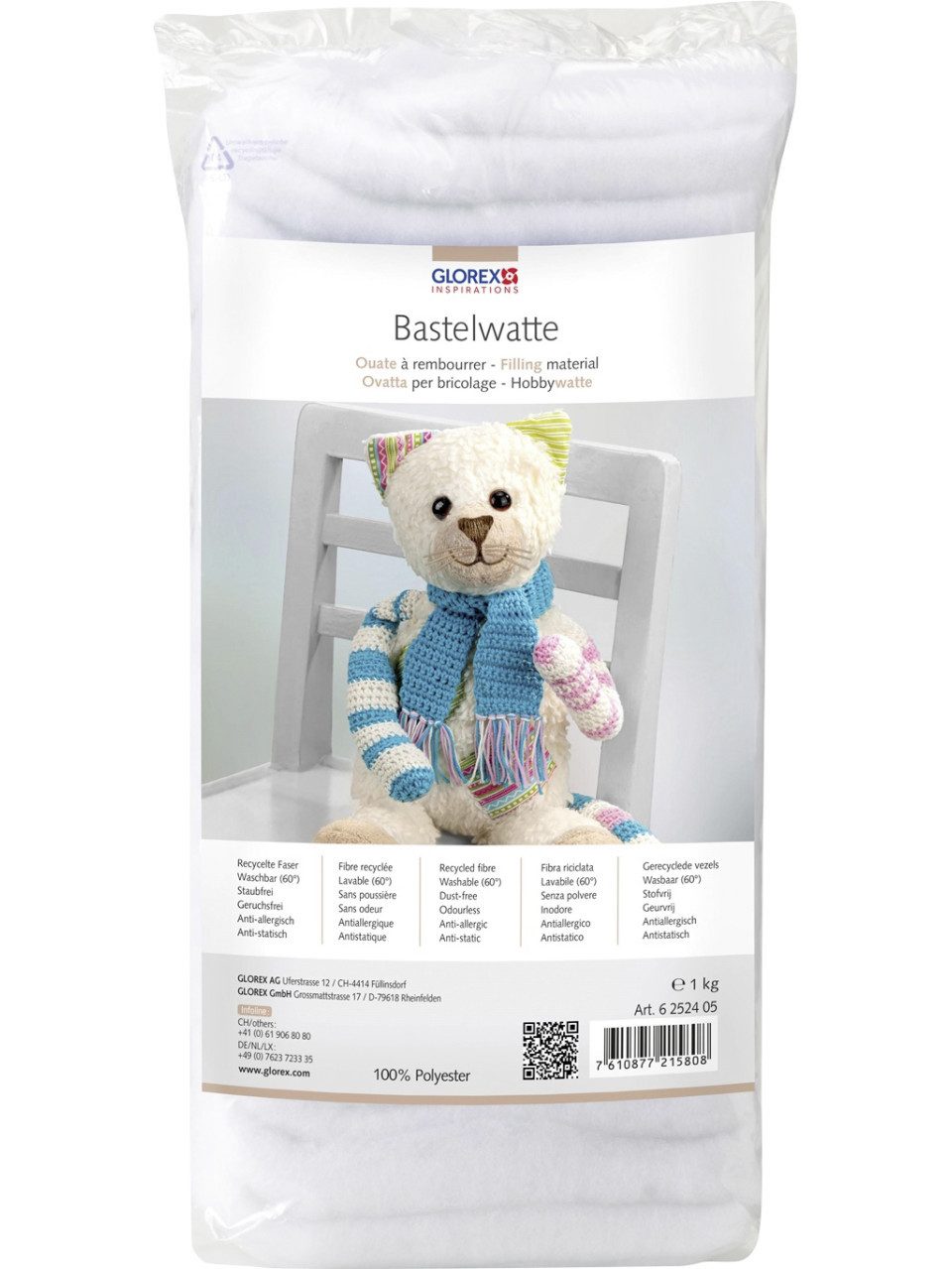 Hobby Time Bastelnaturmaterial Hobby Time Bastelwatte weiß 1 kg