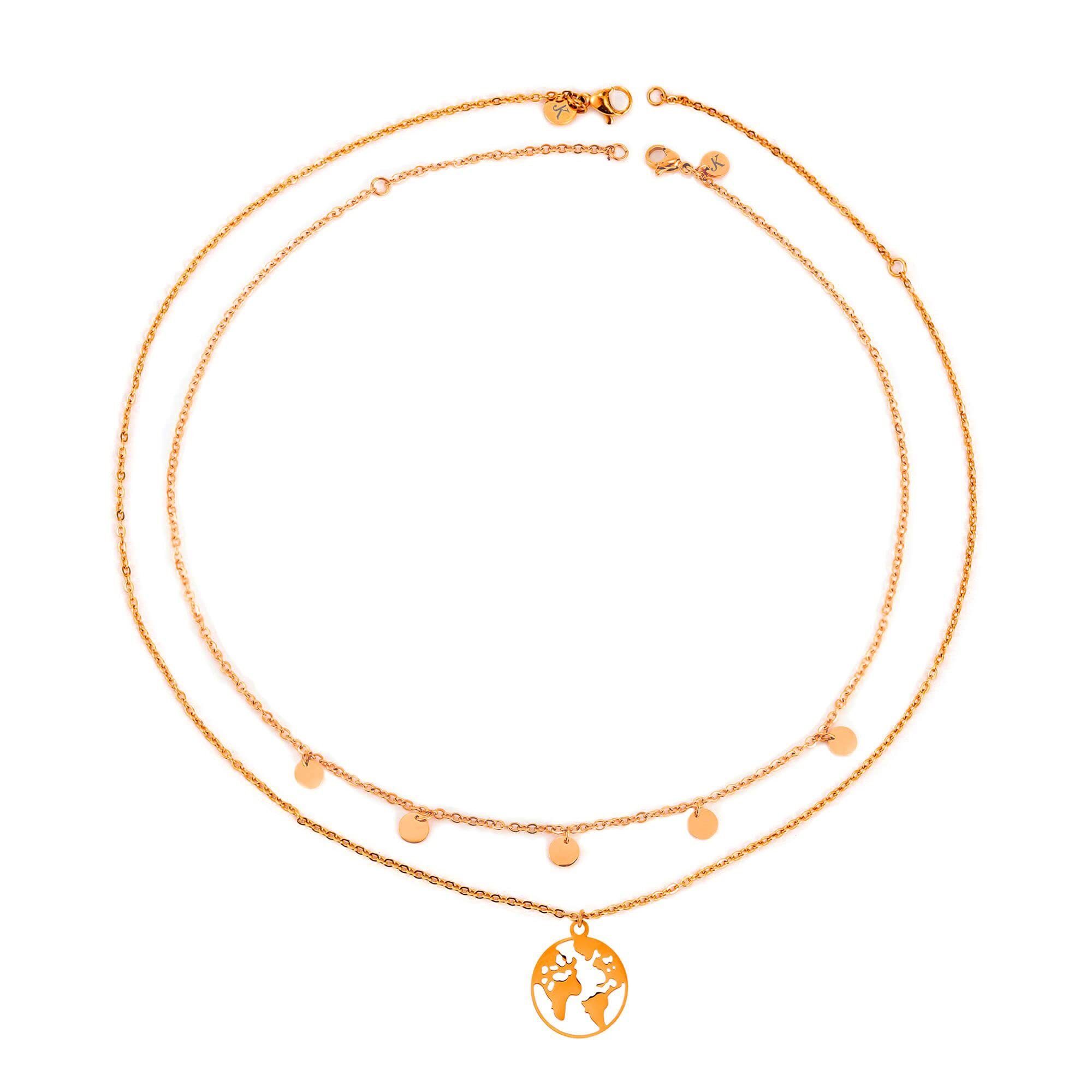 Kim Johanson Schmuckset Plättchen & Weltkarte, 2 x Ketten Set günstig online kaufen