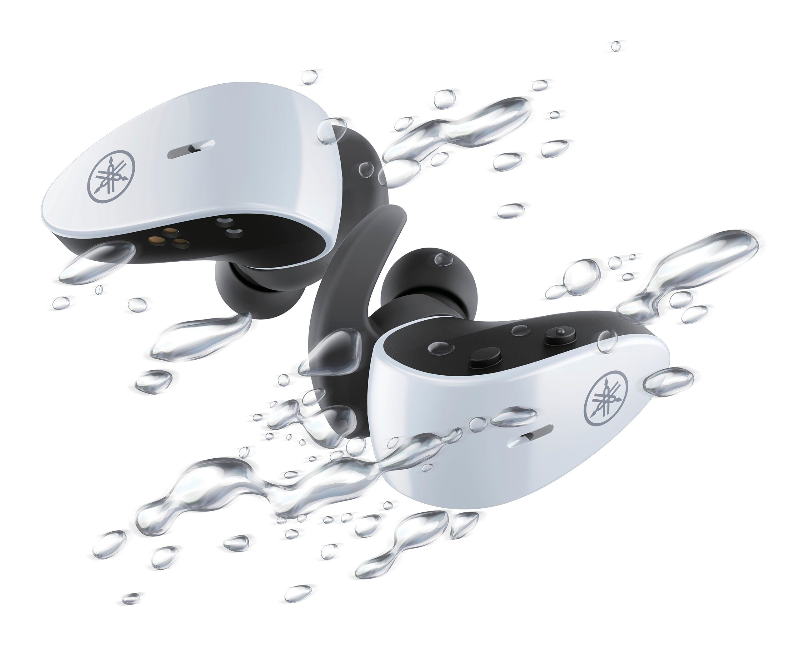 Yamaha TW-ES5A In-Ear-Kopfhörer Bluetooth) und Weiß integrierte Steuerung Musik, True Siri, Wireless, Anrufe für Sprachsteuerung, (Freisprechfunktion, Google Assistant
