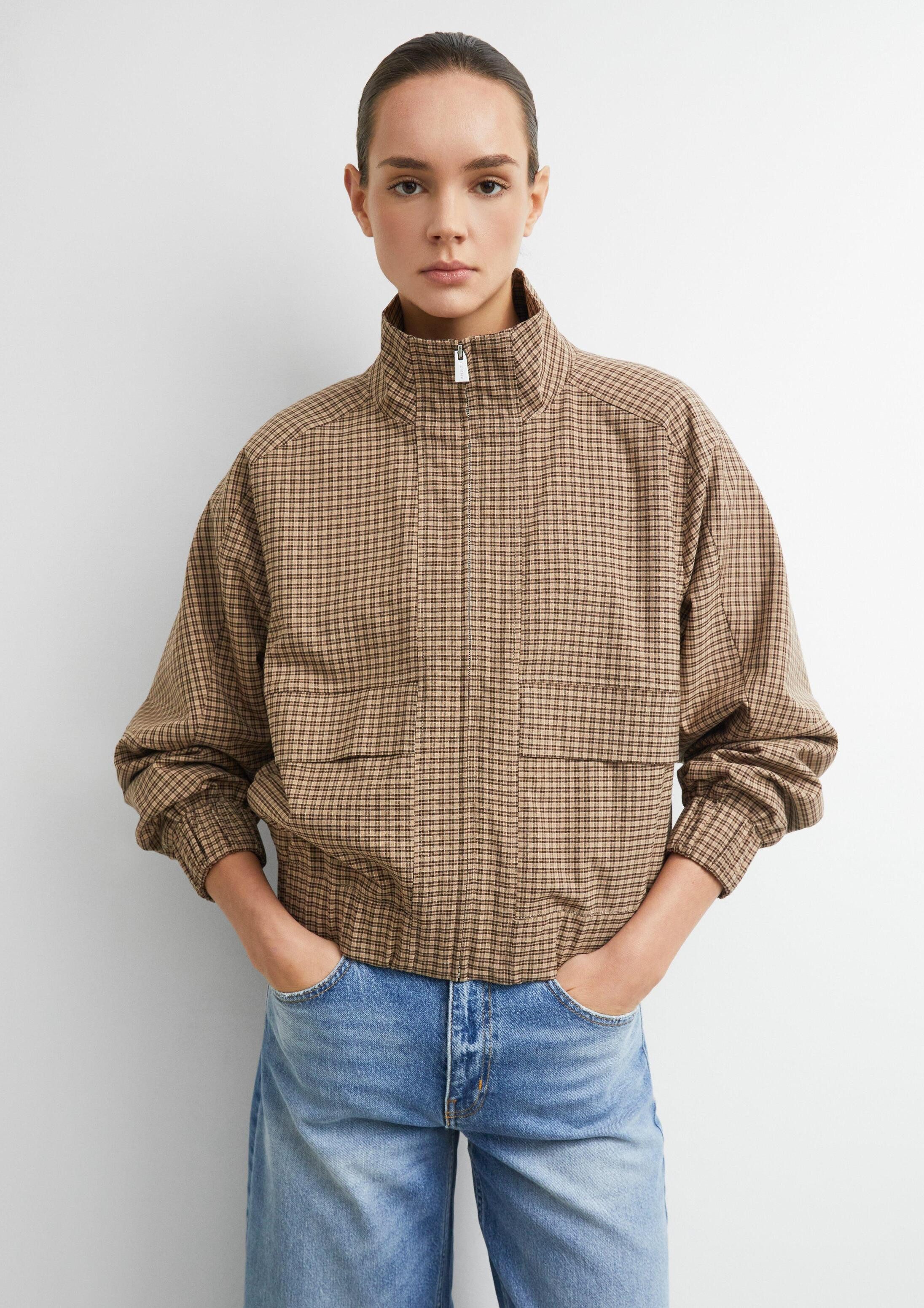 comma Funktionsjacke Indoor-Jacke Karierte Blousonjacke mit Stehkragen