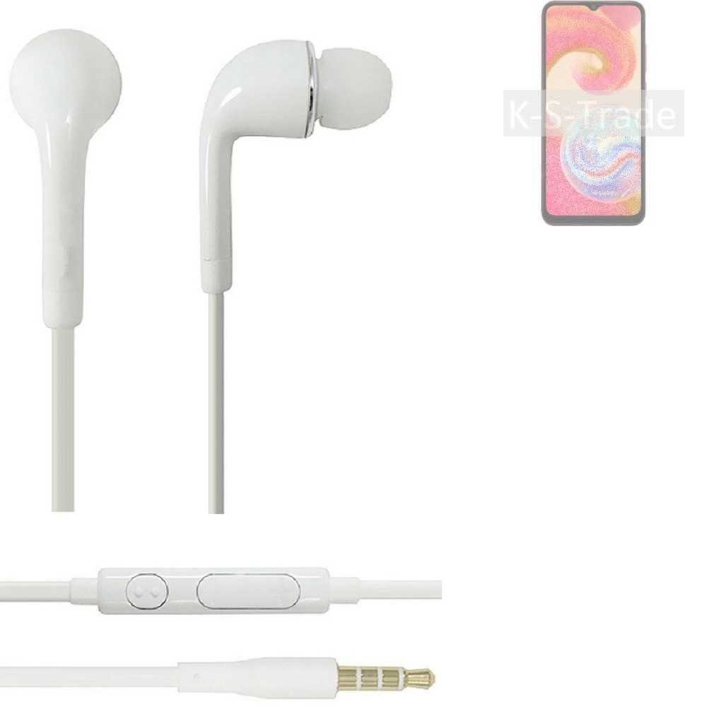 K-S-Trade für Samsung Galaxy A04e In-Ear-Kopfhörer (Kopfhörer Headset mit Mikrofon u Lautstärkeregler weiß 3,5mm)