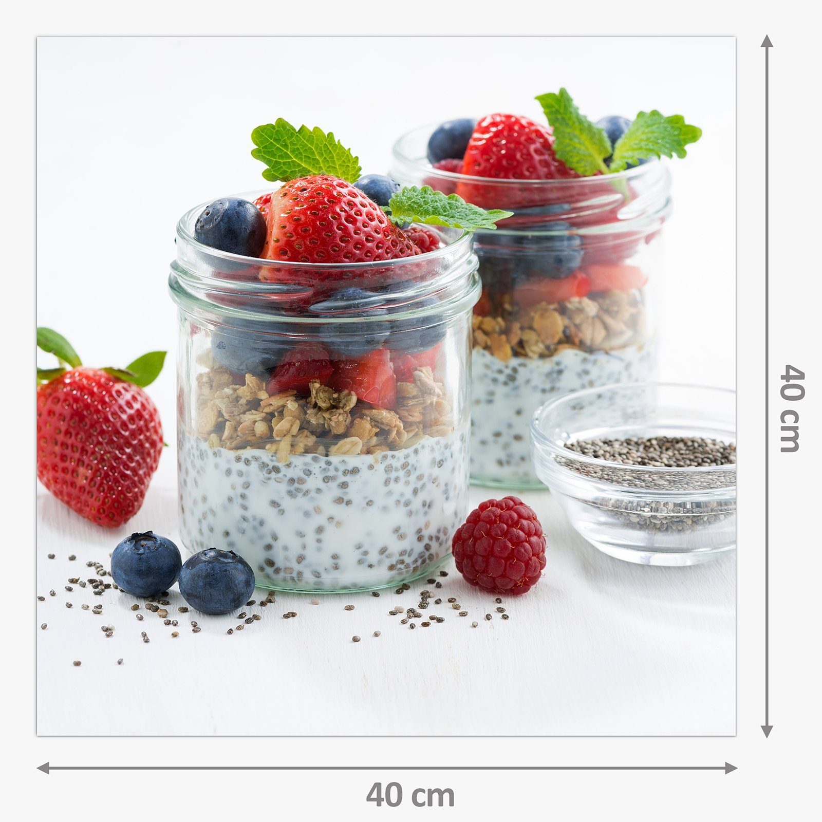 Primedeco Küchenrückwand Glas Glas Spritzschutz mit Motiv Frühstück Küchenrückwand im