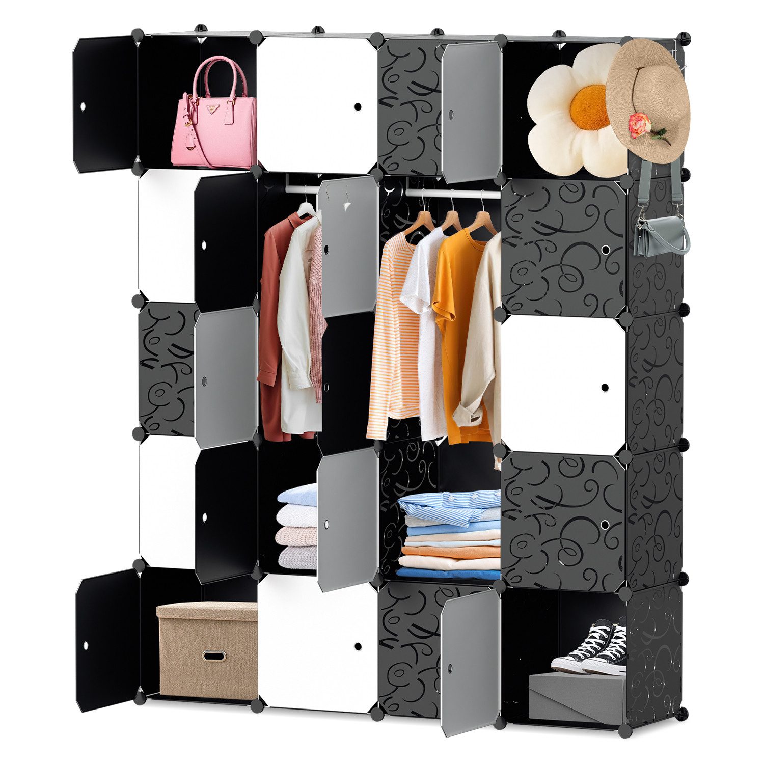 Clanmacy Kleiderschrank Kleiderschrank DIY Kombischrank, 20 günstig online kaufen