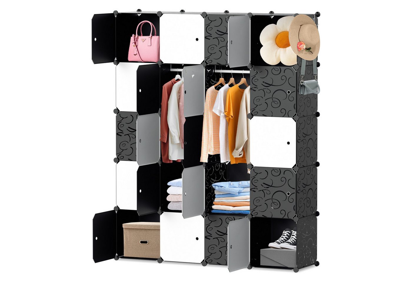 Clanmacy Kleiderschrank Kleiderschrank DIY Kombischrank, 20 Würfel Garderobe