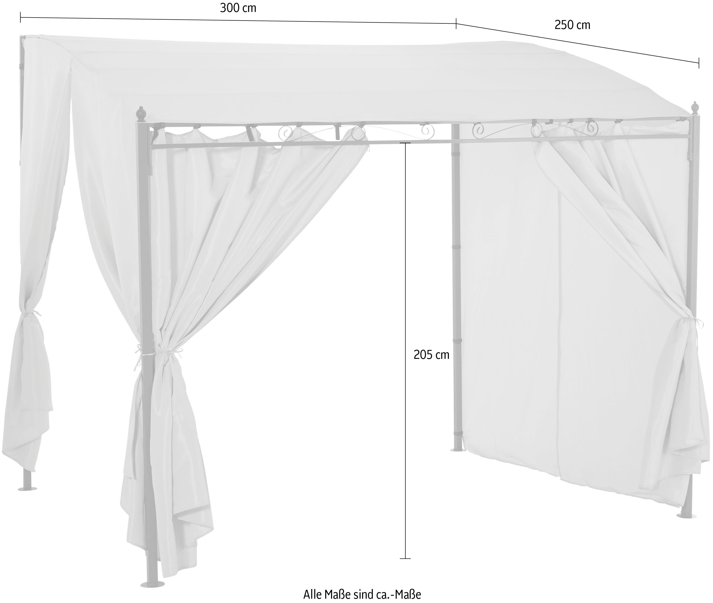 KONIFERA Anbaupavillon Burano, mit 3 Seitenteilen, (Set), BxT : 300x250 cm oder 400x250 cm