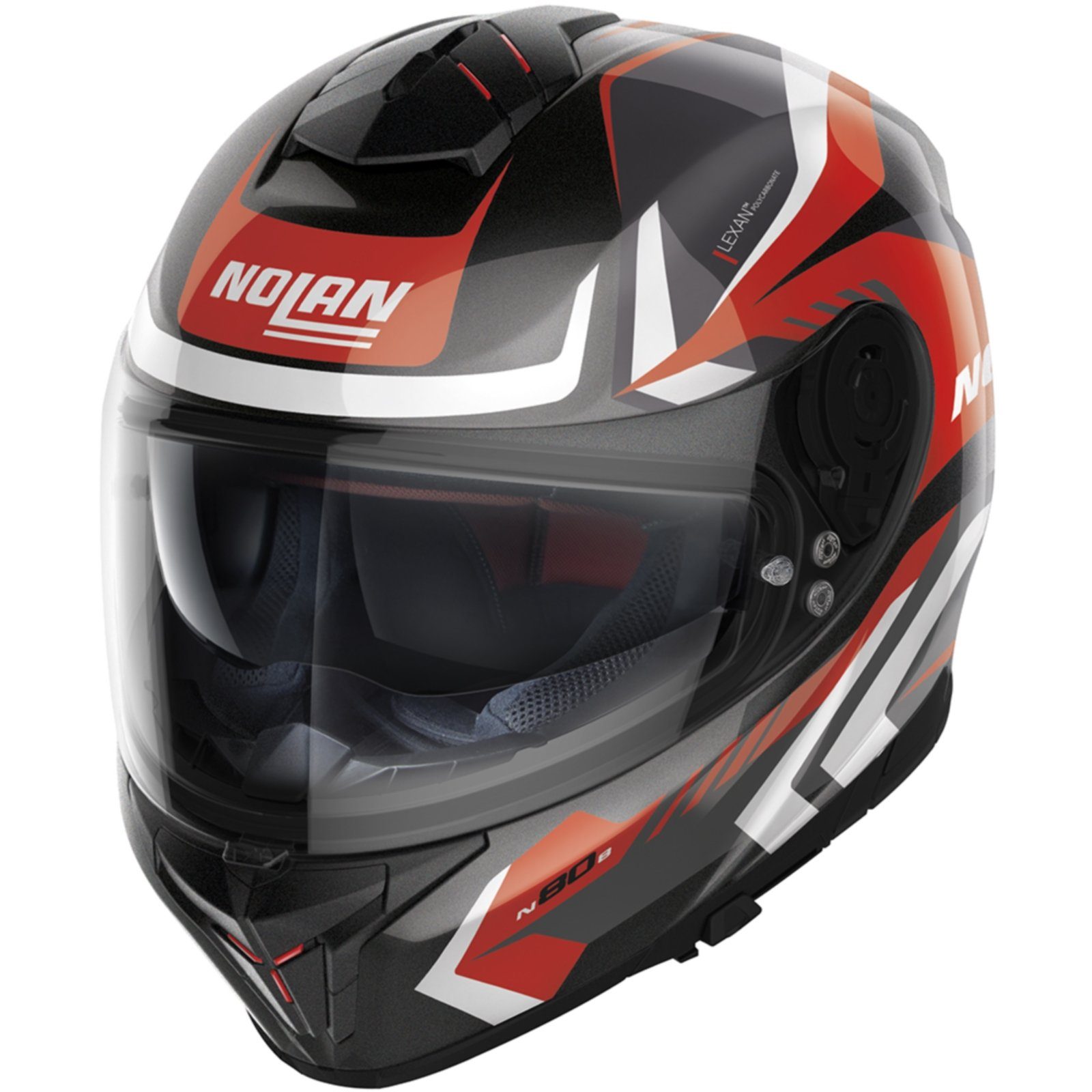Motorradhelm Nolan N80-8 Rumble N-Com Matt Schwarz / Rot Integralhelm
