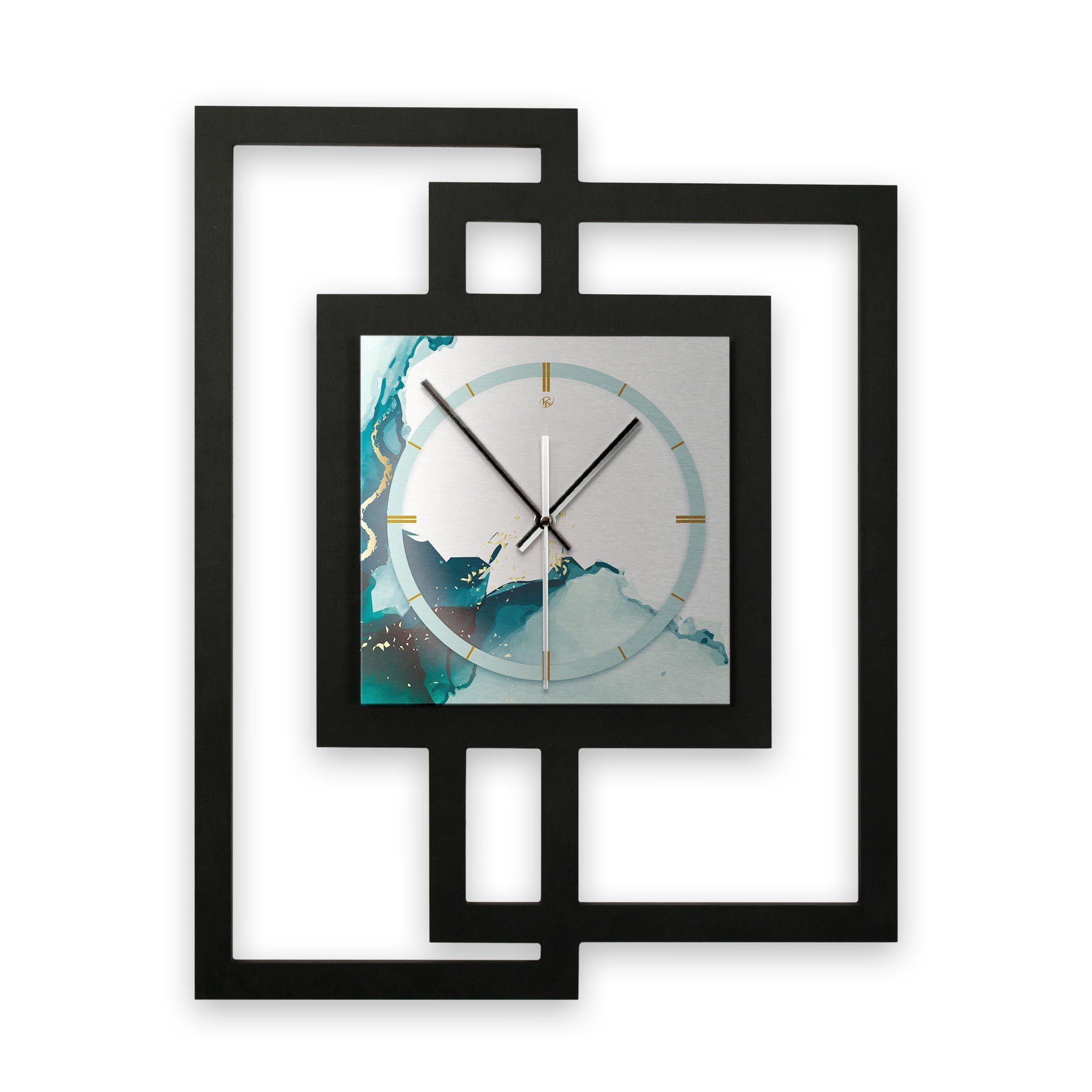 Kreative Feder Wanduhr Design-Wanduhr „Turquoise“ in modernem Metallic-Look günstig online kaufen