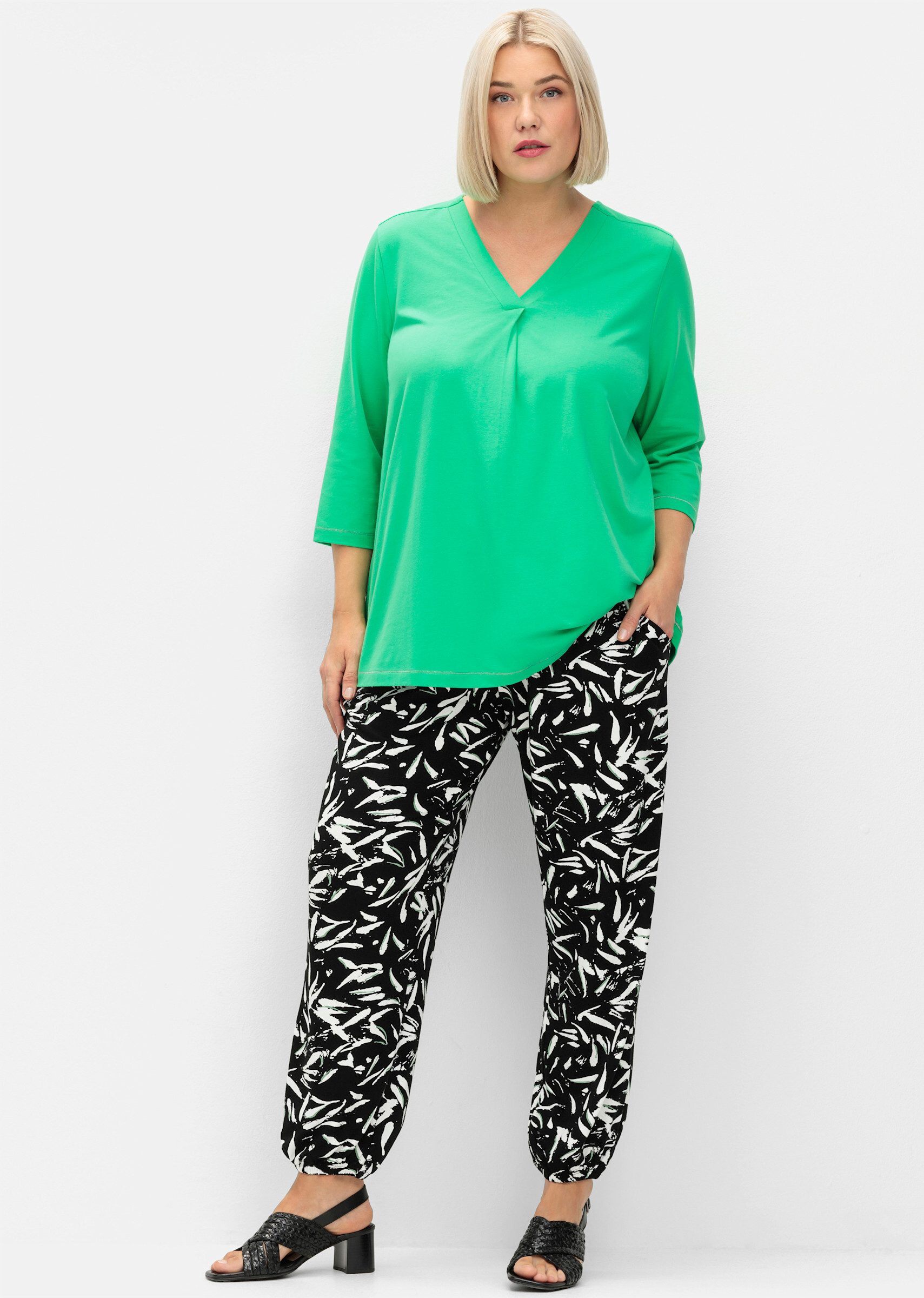 Sheego Jerseyhose Schlupfhose . mit Smokbund und Saumbündchen günstig online kaufen