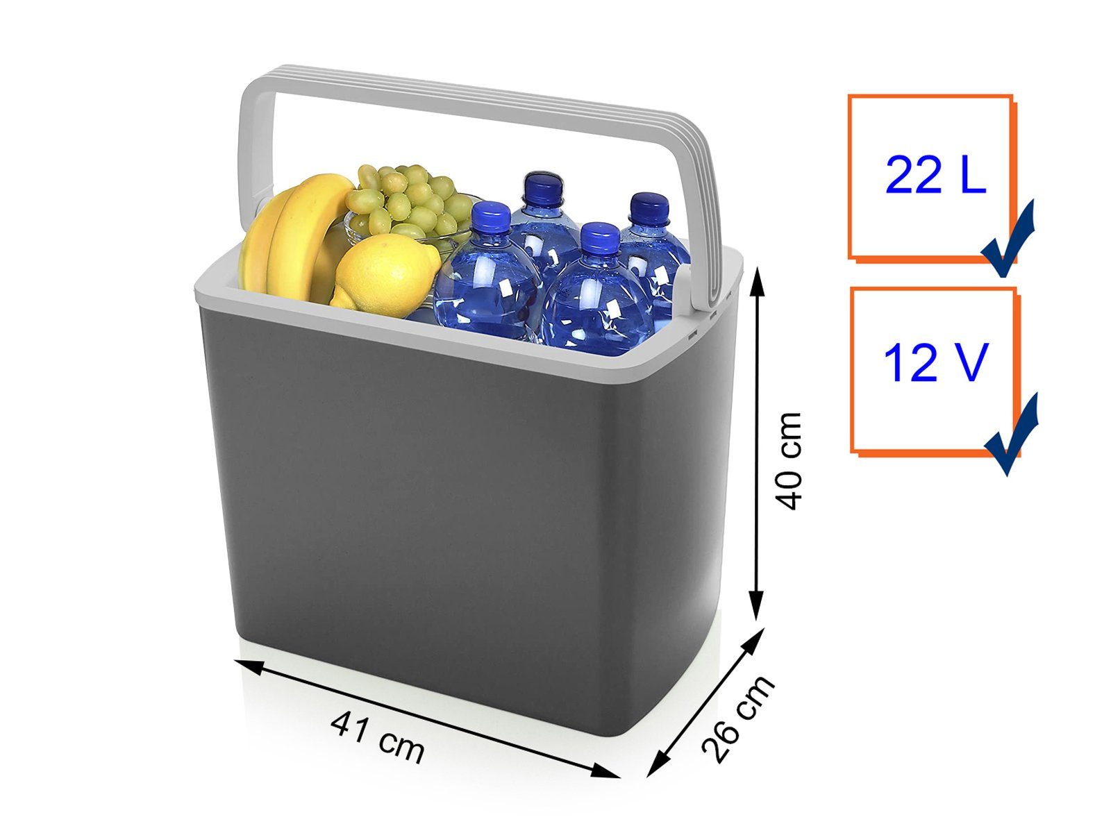 Campart Kühlbox, 22 l, Kleine Kühltasche mit 12V Strom für Camping & Auto thermoelektrisch