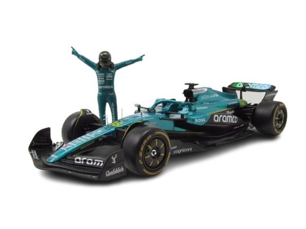 Bburago Modellauto Aston Martin AMR25 #18 Formel 1 2025 mit Stroll Figur, Maßstab 1:24