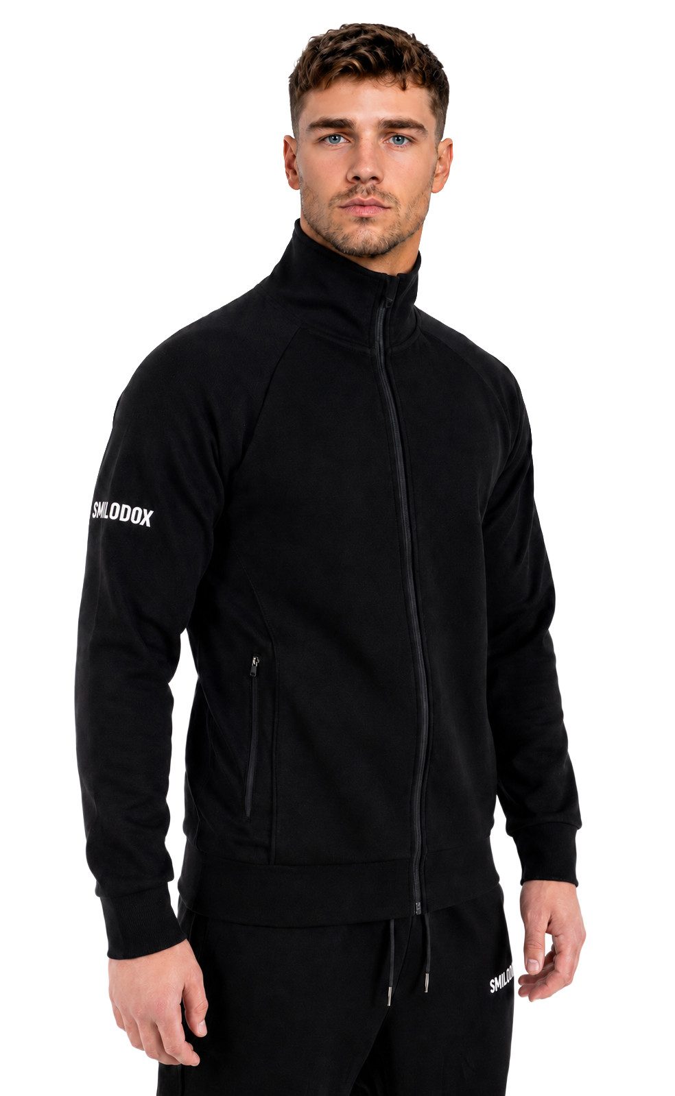 Smilodox Outdoorjacke Denzo Herren, Trainingsjacke, Fitness, Zip Jacke, Activewear Mesh Einsätze, Soft Touch, Zip Taschen, Rippbündchen, Komfort