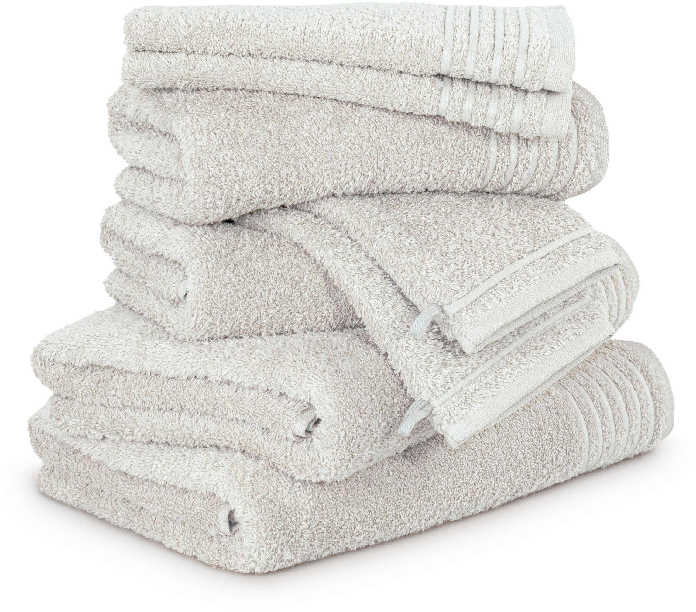Möve Handtuch Set New Classic, Walkfrottier (8-St), Waschhandschuhen, Gäste-, Hand- und Duschtüchern, 100% Baumwolle