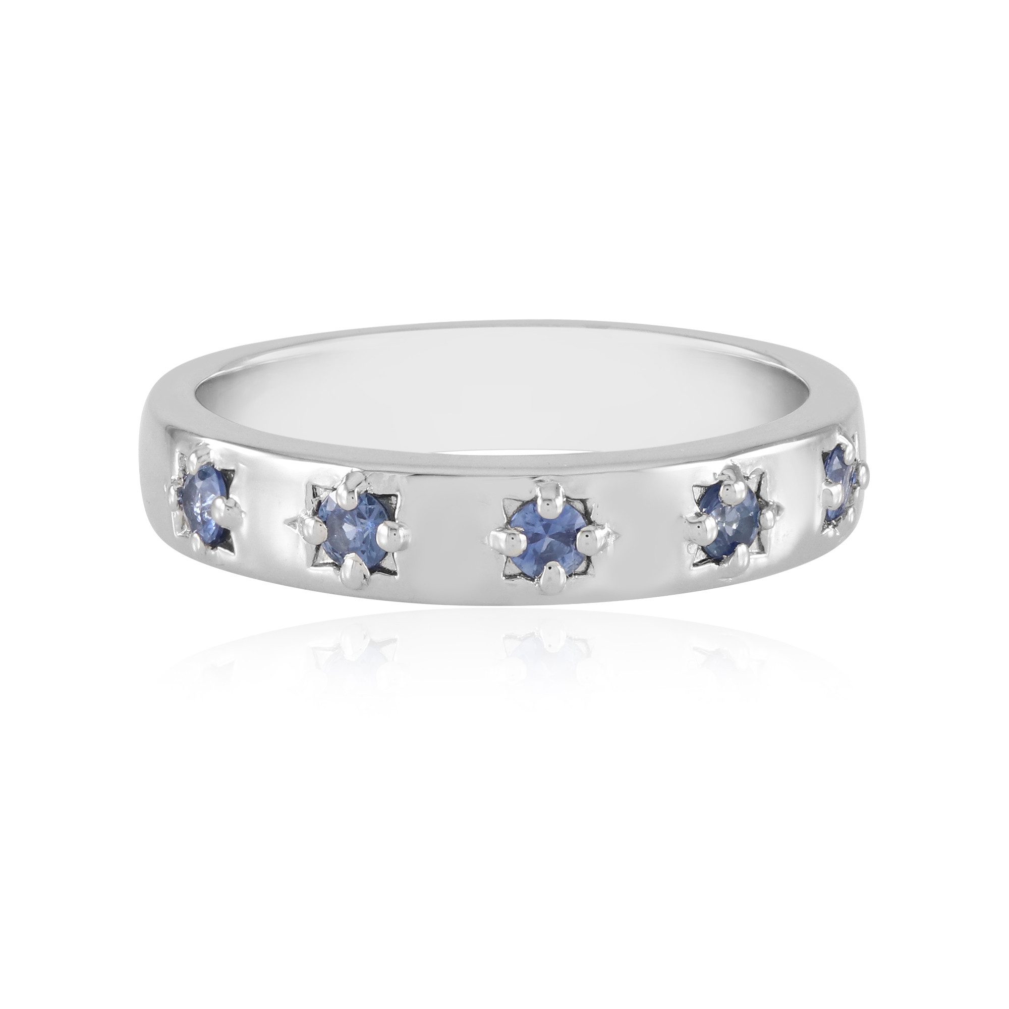 Cavill Silberring Cavill Ring aus 925 Silber platin, blauer Ceylon Saphir 0,26 ct (1-tlg)