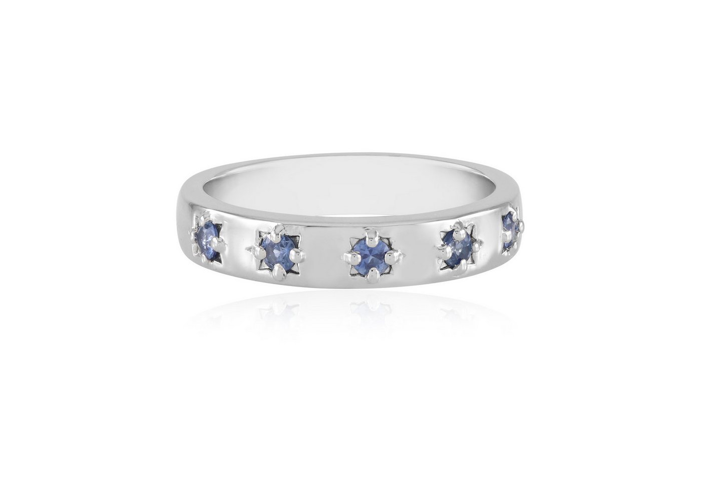 Cavill Silberring Cavill Ring aus 925 Silber platin, blauer Ceylon Saphir 0,26 ct (1-tlg)