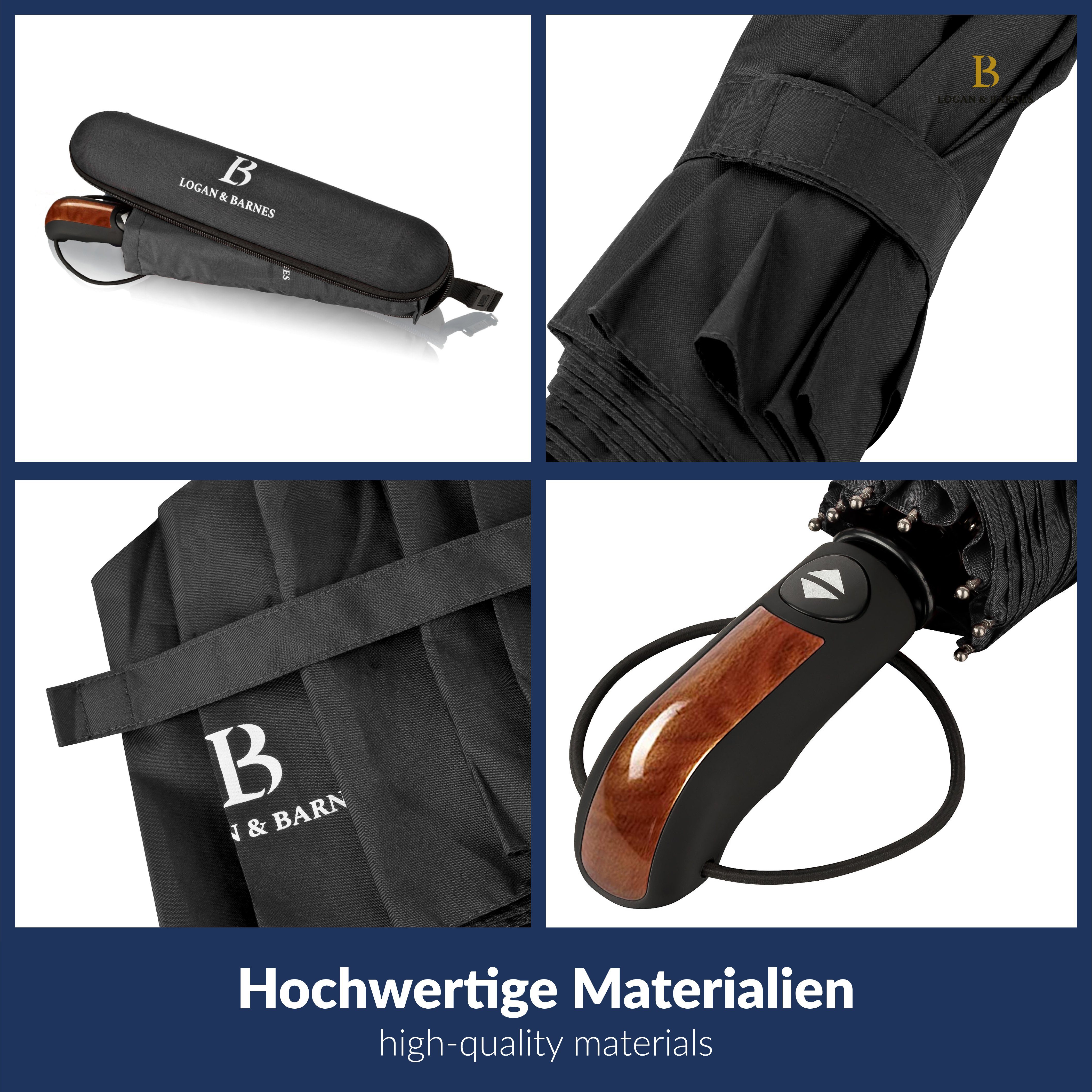 Logan & Barnes Taschenregenschirm Glasgow, Sturmfest bis 140 km/h