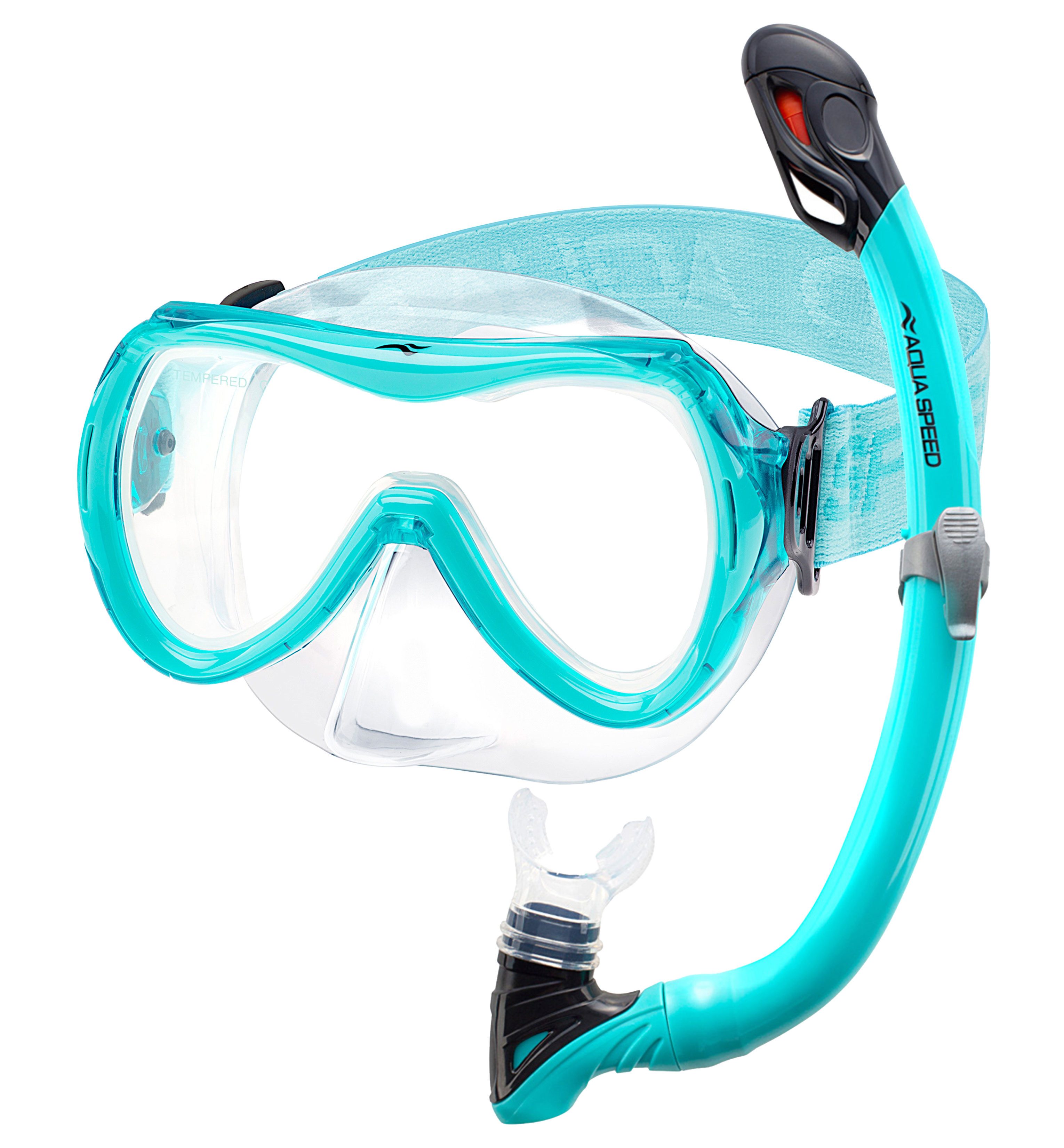 Aqua Speed Schnorchel Schnorchelset ALIZE + SAMOS Tauchmaske für Kinder, mit Netzbeutel (Kinderschnorchelset mit Maske und Schnorchel im Netzbeutel), EASY-ADJUST Kopfband für sicheren und bequemen Sitz