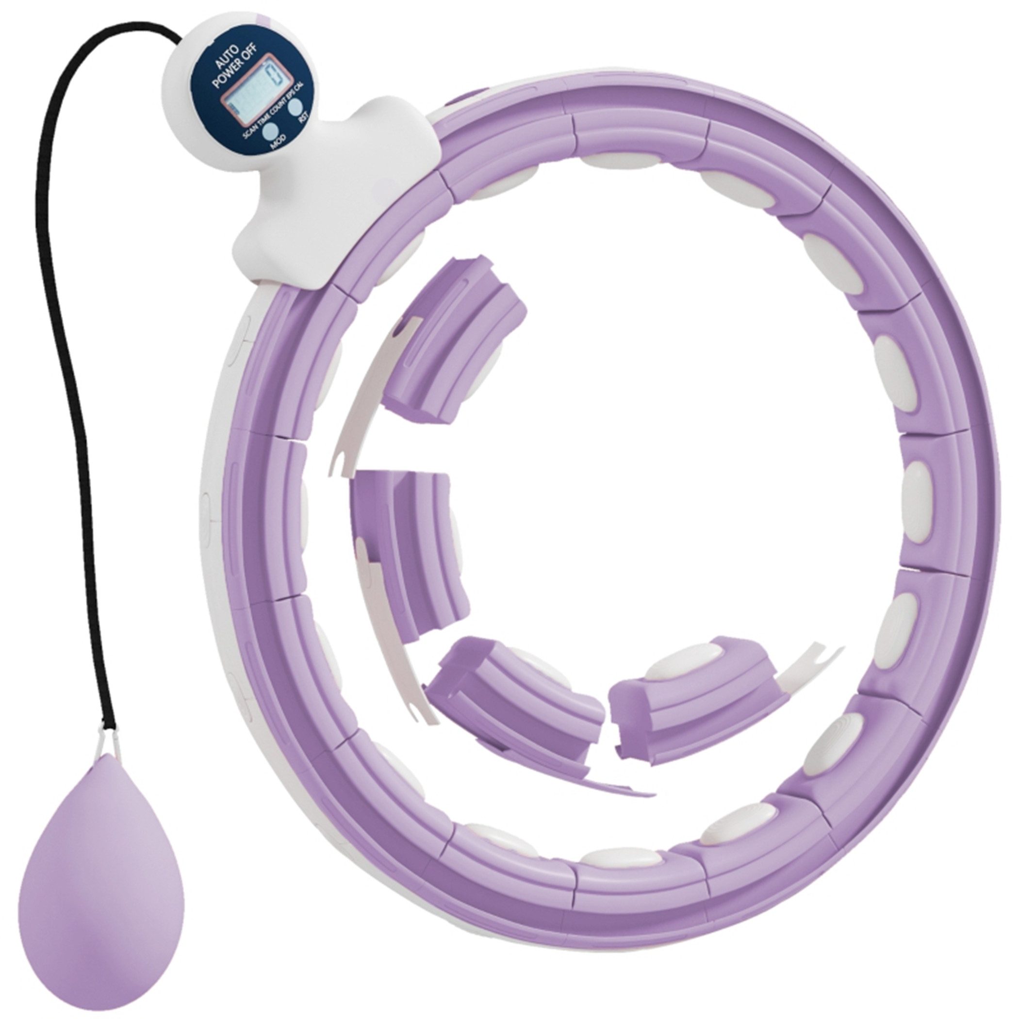 MC Star Hula-Hoop-Reifen mit Gewicht Kugel Zähler 16 Knoten (76-113cm) Einstellbar (Fitness Leise Abnehmen Ausrüstung Infinity Hula-Hoop für Gewichtsverlust, Fitness Violett)