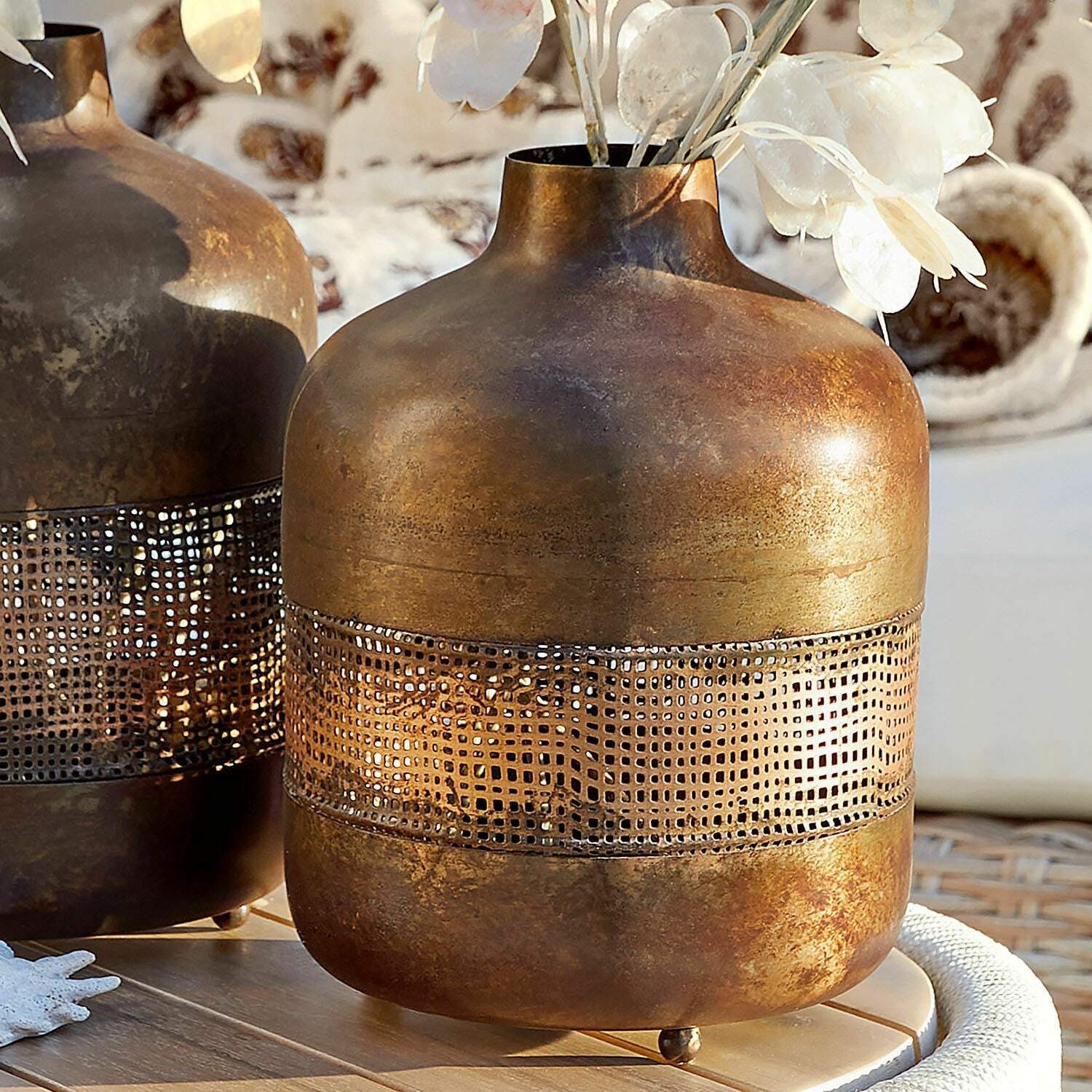 Mirabeau Windlicht Windlicht 2er Set Cinziana antikbraun (2er Set, 2er Set)