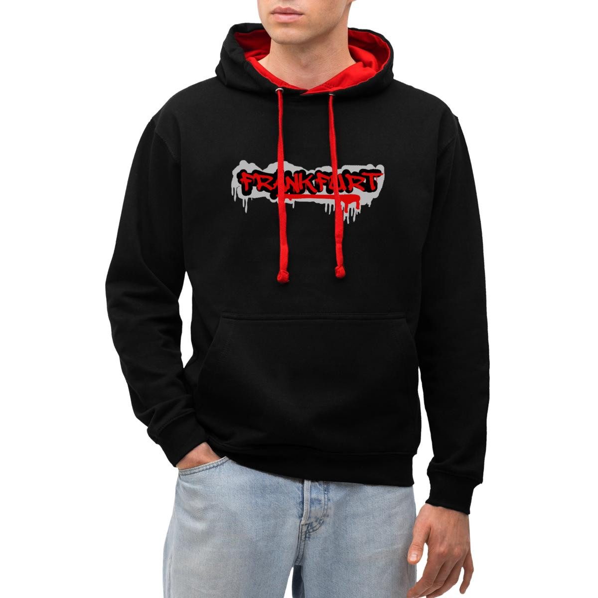 Hoodie Frankfurt Graffiti Stadion Urban Fußball Unisex Kontrast Hoodie
