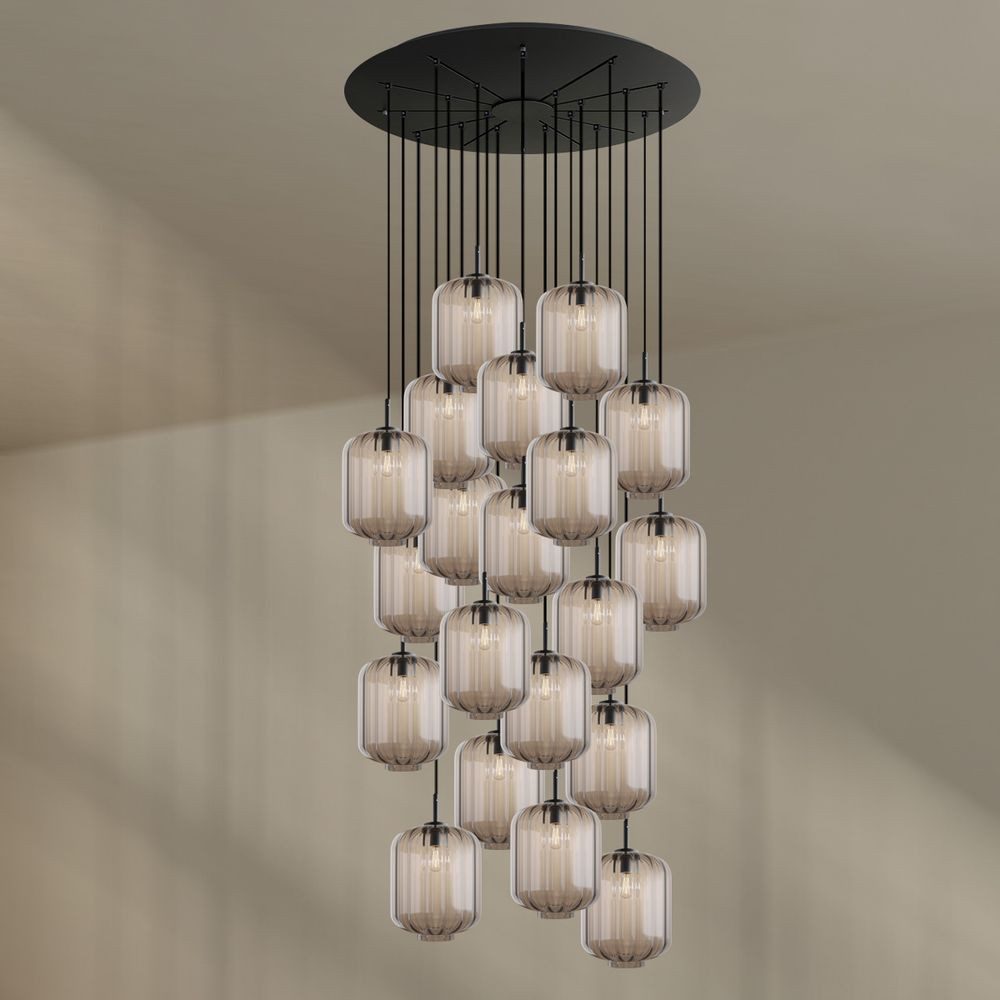 s.luce Pendelleuchte Velo Galerieleuchte 20-flg Ø 120cm Baldachin Ø 25cm Klar