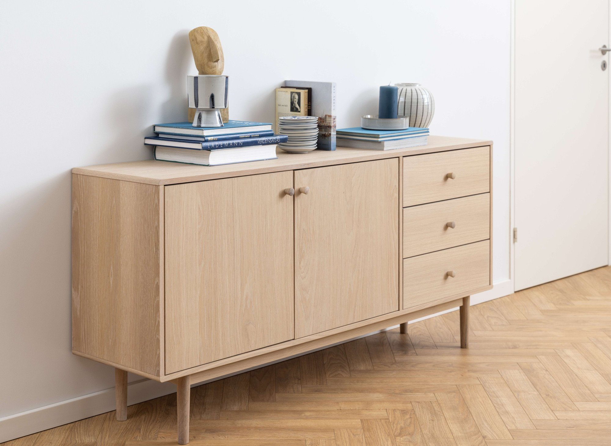 ACTONA GROUP Anrichte Aston, Sideboard, Eiche/furnier, 2 Türen, 2 Böden, 3 Schubladen, 160 cm