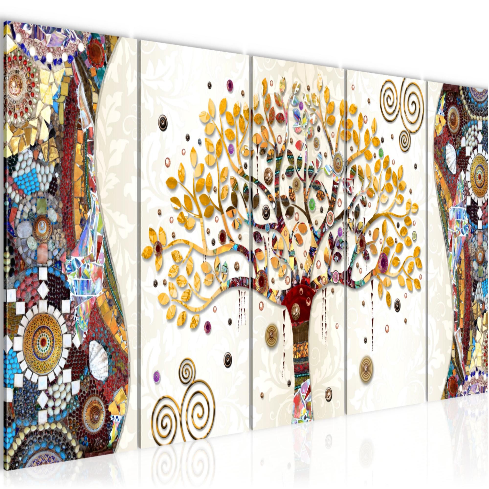 Runa Art Wandbild Gustav Klimt Baum des Lebens Vlies Leinwand Bild Deko Kunstdrucke, 200L x 80B cm