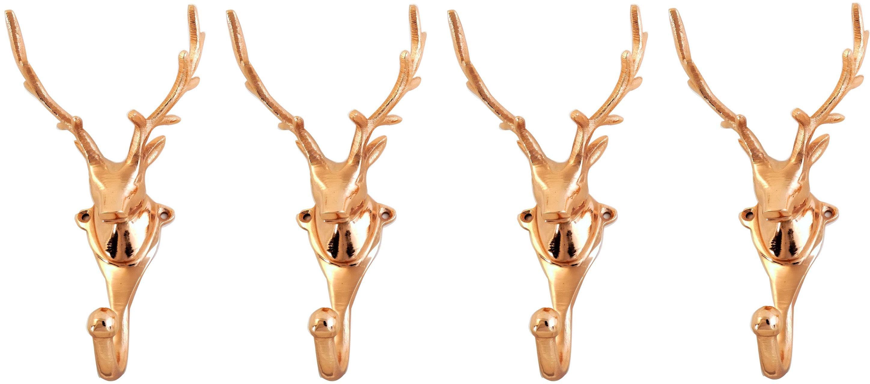 Home affaire Wandhaken Wandgarderobe Kleiderhaken 4er SET Geweih in Kupfer günstig online kaufen