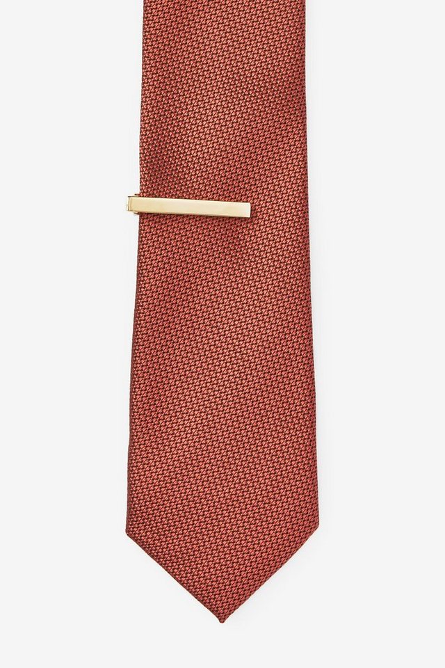 Next Krawatte Schmale Krawatte mit Krawattenklammer (2-St)