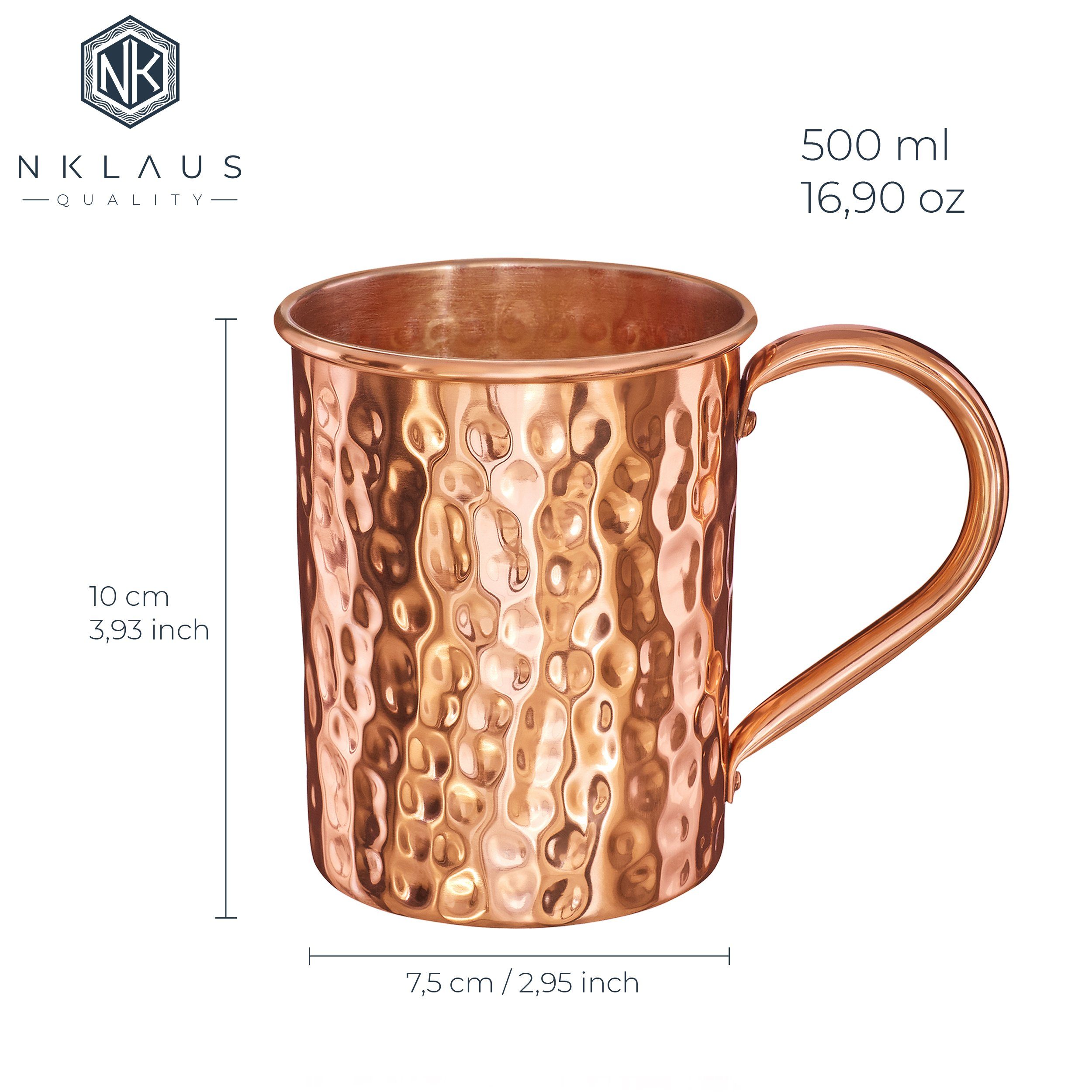 NKlaus Becher 145g Kupferbecher reines Kupfer (100) Kupfertasse Zylinder Moscow Mul, Kupfer