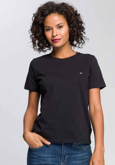 Calvin Klein Rundhalsshirt »SMALL LOGO C-NECK TOP« mit kleinem CK Monogramm Logo auf der Brust