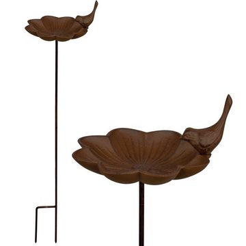 esschert design Vogeltränke Vogeltränke "Blume", Gusseisen, Ø 19,5cm x H 91cm, braun