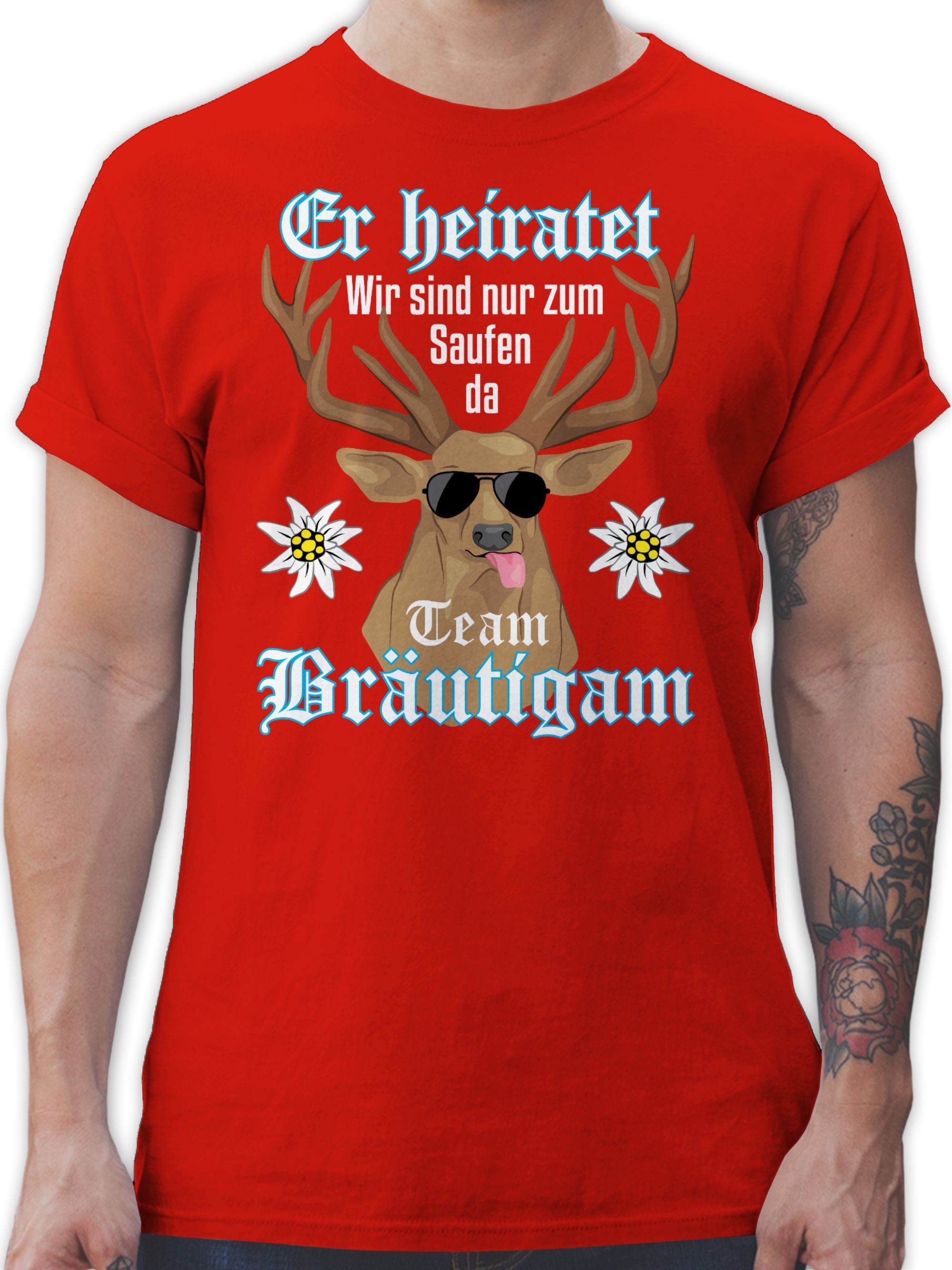 Shirtracer T-Shirt Team Bräutigam - Er Heiratet JGA Männer 02 Rot