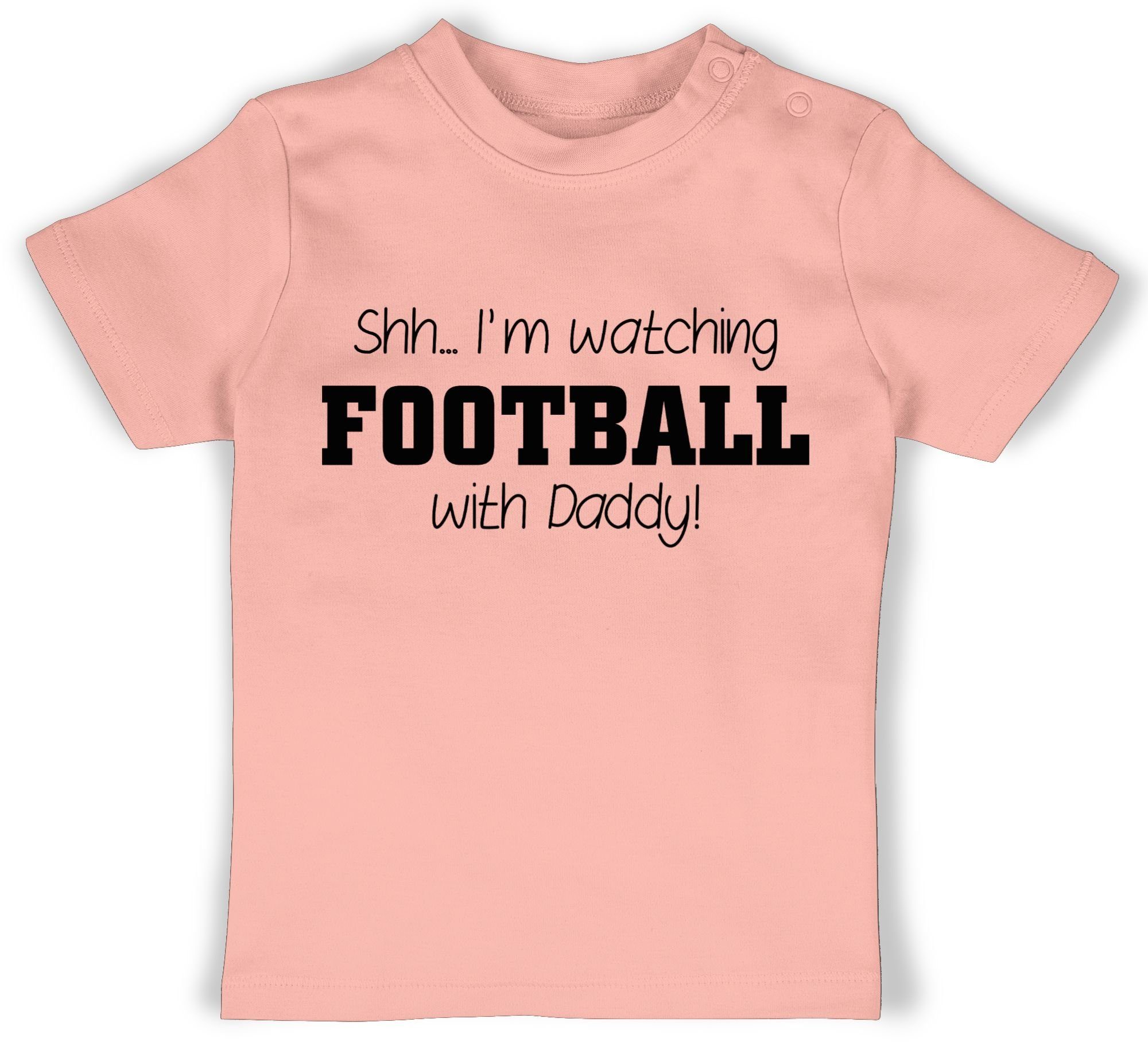 - T-Shirt Baby & Babyrosa 3 Shh...I'm Sport Bewegung watching with Shirtracer Daddy! schwarz football