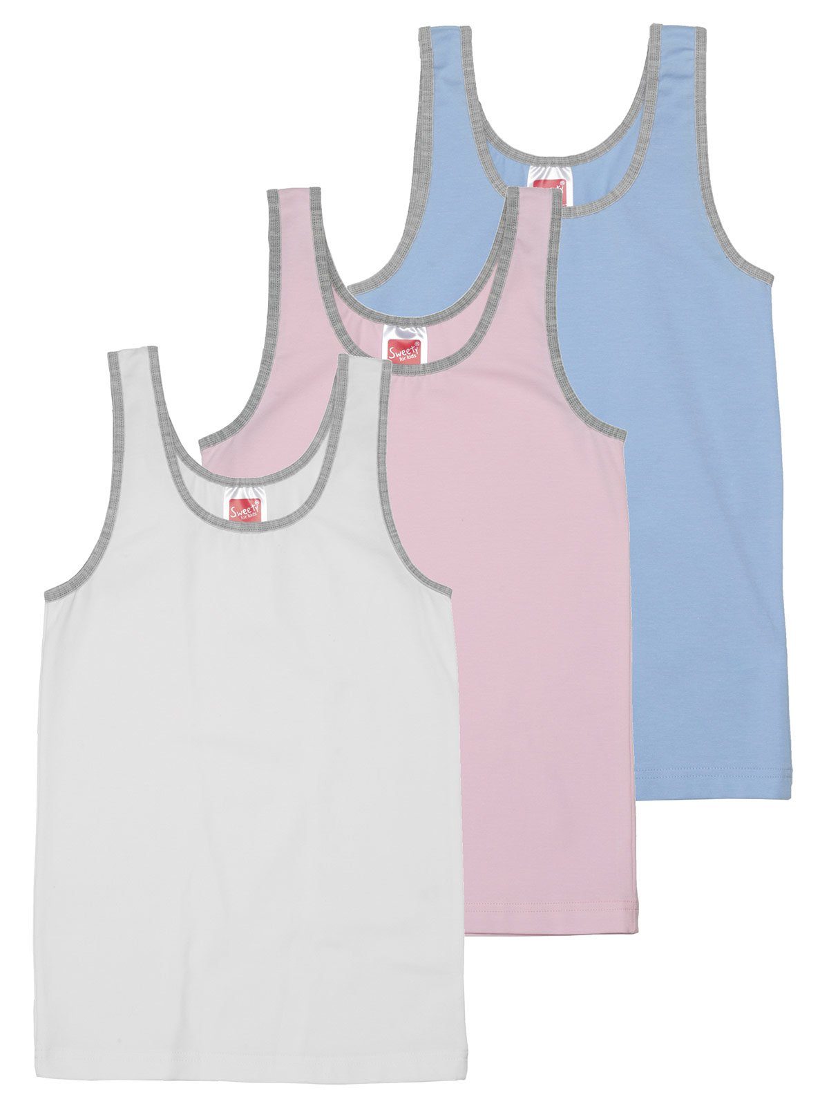 Unterhemd Single 3er for hohe Mädchen Jersey 3-St) Unterhemd Sweety multi Markenqualität Kids colored Pack (Packung,