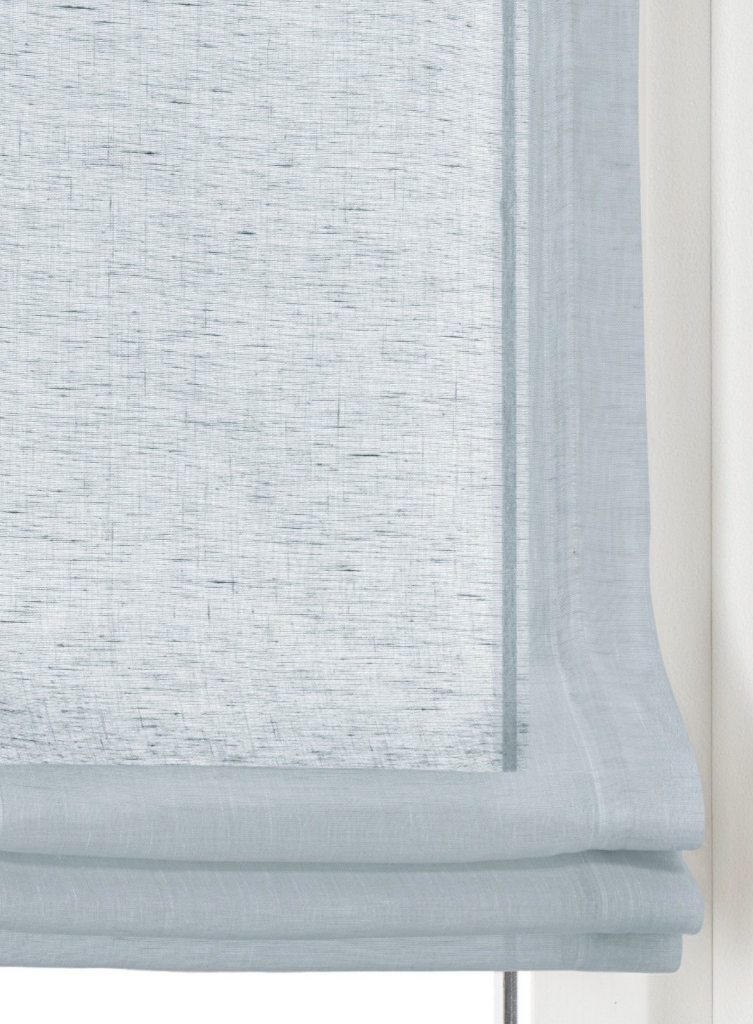 Kutti Raffrollo Brondby, mit Hakenaufhängung, ohne Bohren, freihängend, Leinenoptik lichtfilternd Edelstahlhaken