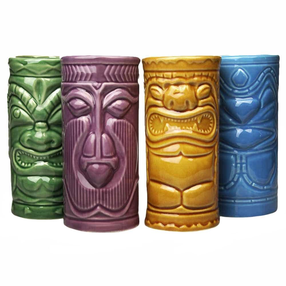 Mikamax Becher 4x Keramikbecher - Tiki, Keramiek, Set von 4 einzigartigen Tiki-Bechern in verschiedenen Farben.