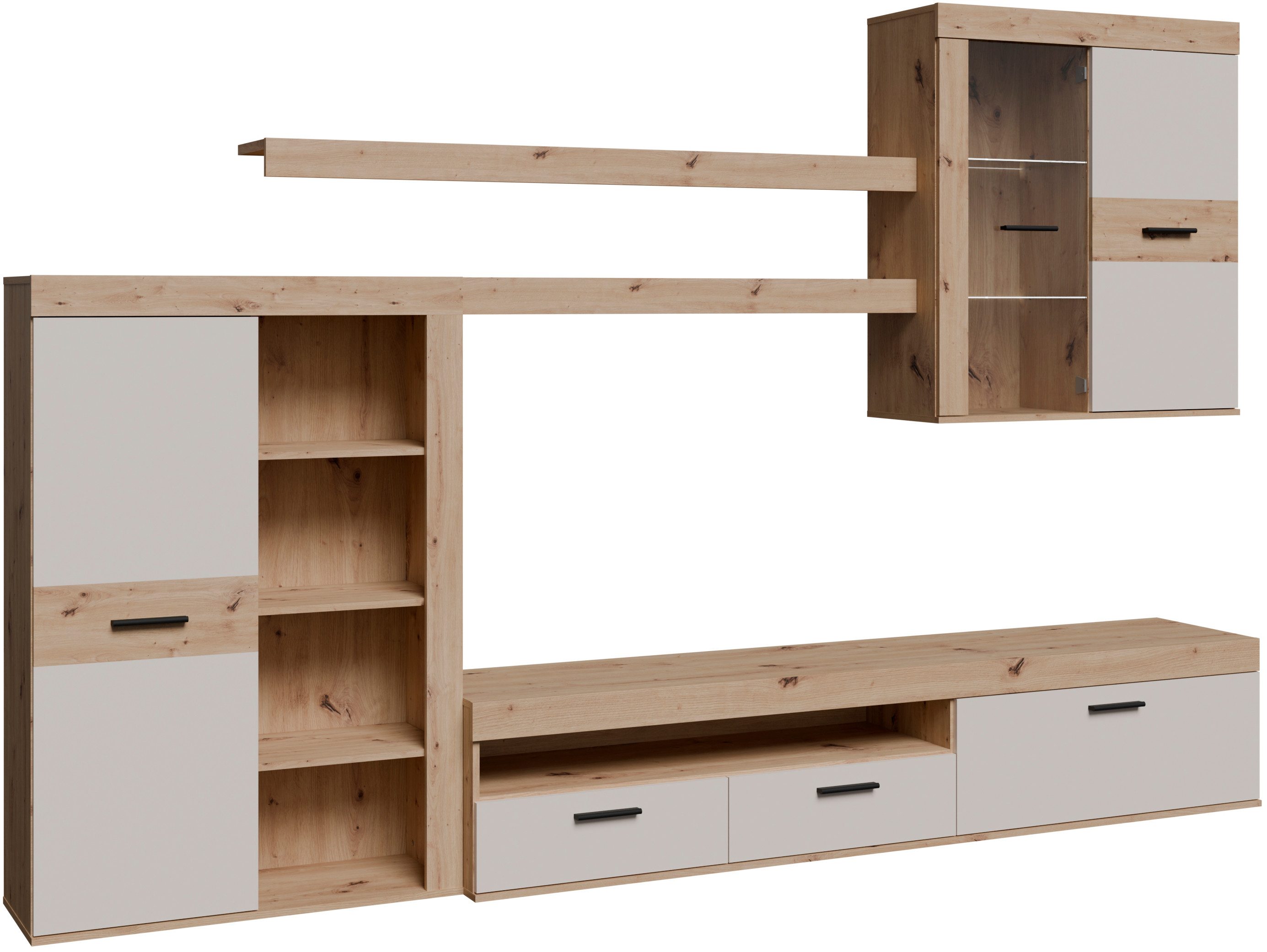 FORTE Wohnwand, (5-St), B/H/T 300/22,9/41 cm