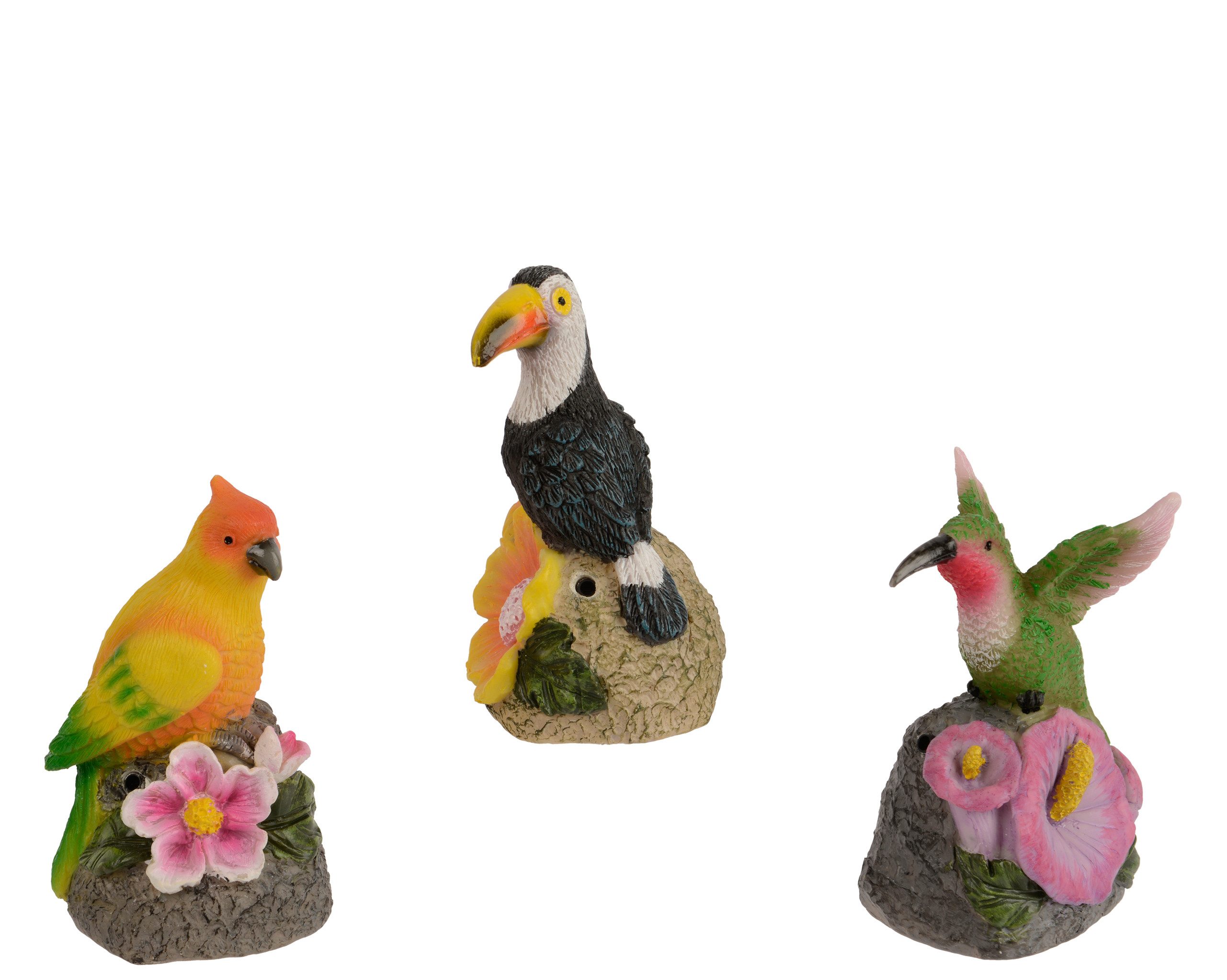 Lumineo Tierfigur, Bewegungsmelder Dekofigur Vogel 11x7cm mit Sensor 1 Stück sortiert