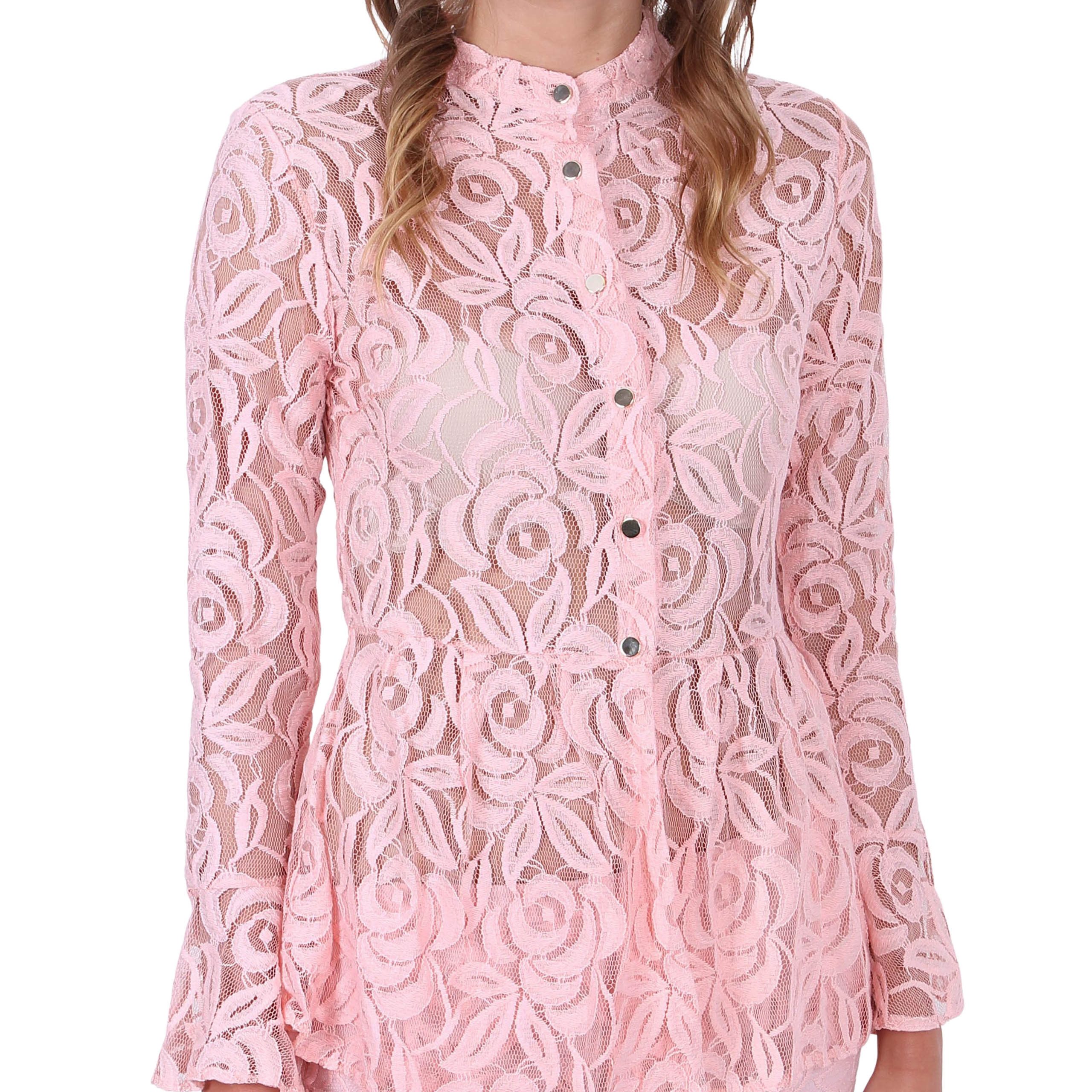 Sarcia.eu Blusentop John Zack Hellpinke Bluse aus Spitze – Bild 3 von 5