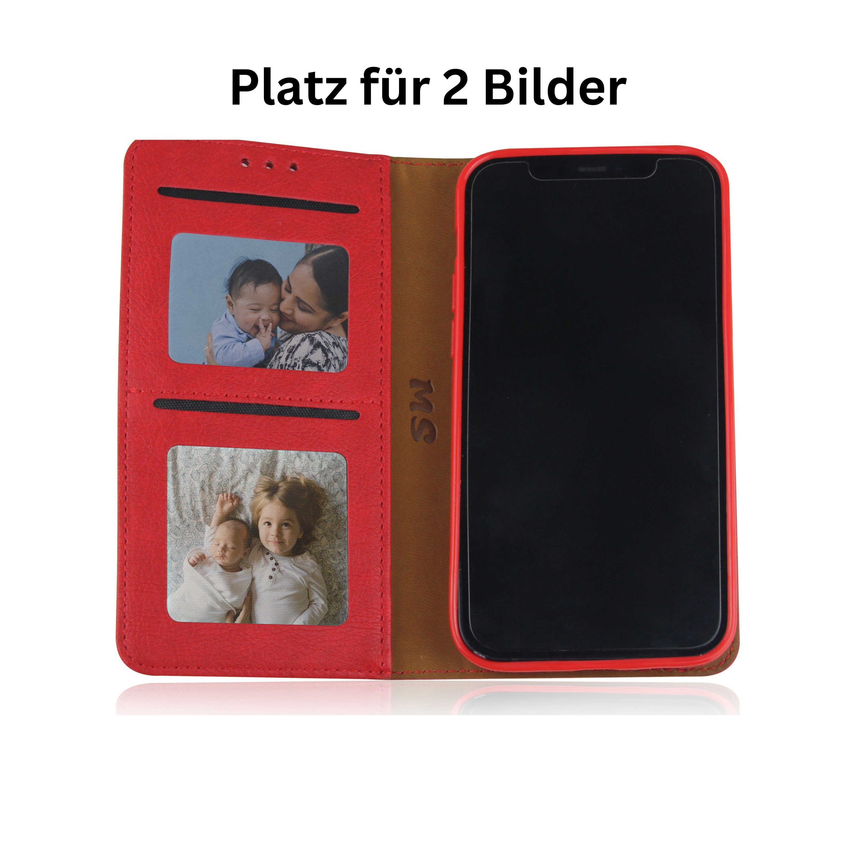 Frentree Handyhülle aus echtem Leder für iPhone 12, 13, 14, Magnetverschluss mit 4 Kartenfächern & 2 Sichtfenstern, Handy-Ständer – Bild 5 von 5