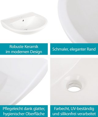 Calmwaters Waschbecken Essential 3 (Hänge-Waschtisch, 1-St), 60 cm, Keramik, Weiß, Überlauf, 05AB2324