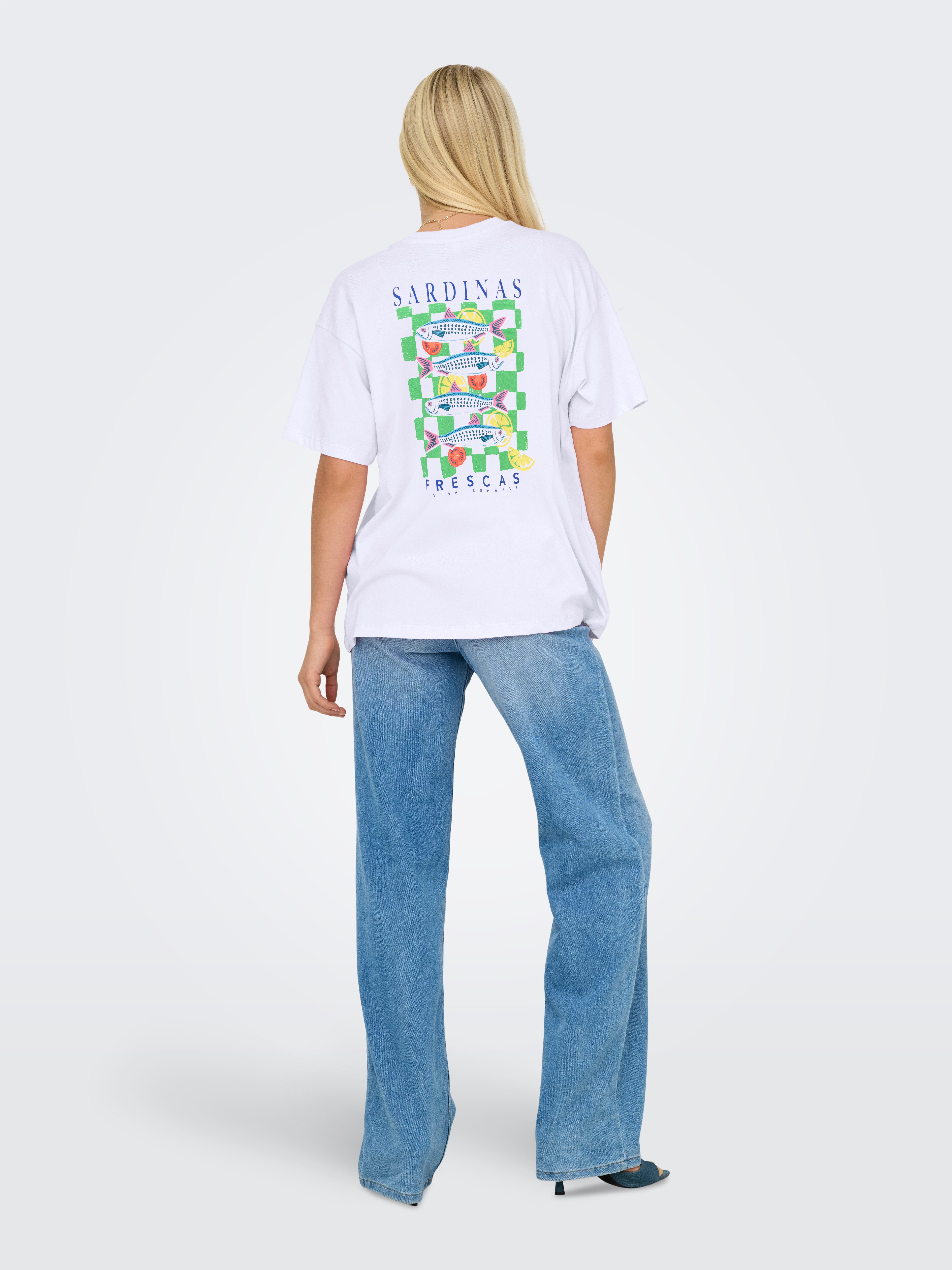 ONLY Kurzarmshirt ONLVIVVI LIFE S/S LOVELY TOP JRS Baumwolle, regular fit, Rundhals