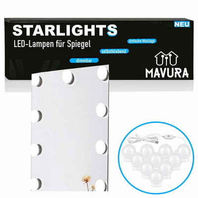 MAVURA LED Spiegelleuchte STARLIGHTS Hollywood Spiegellampen Set 3 Farben, Make Up Лампы Hollywood Lichter Dimmbar, Schminklicht