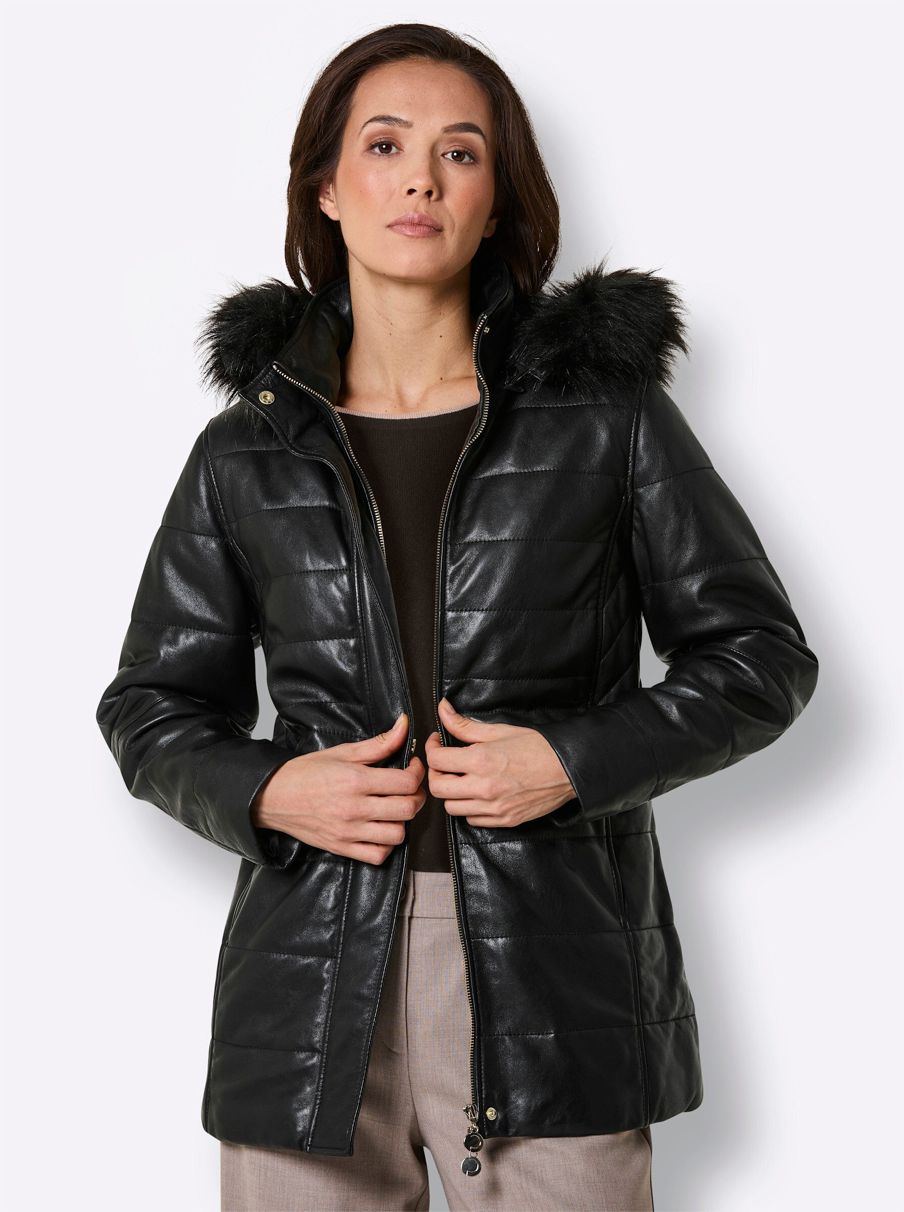 Mainpol Allwetterjacke Lammnappa-Lederjacke Langarm