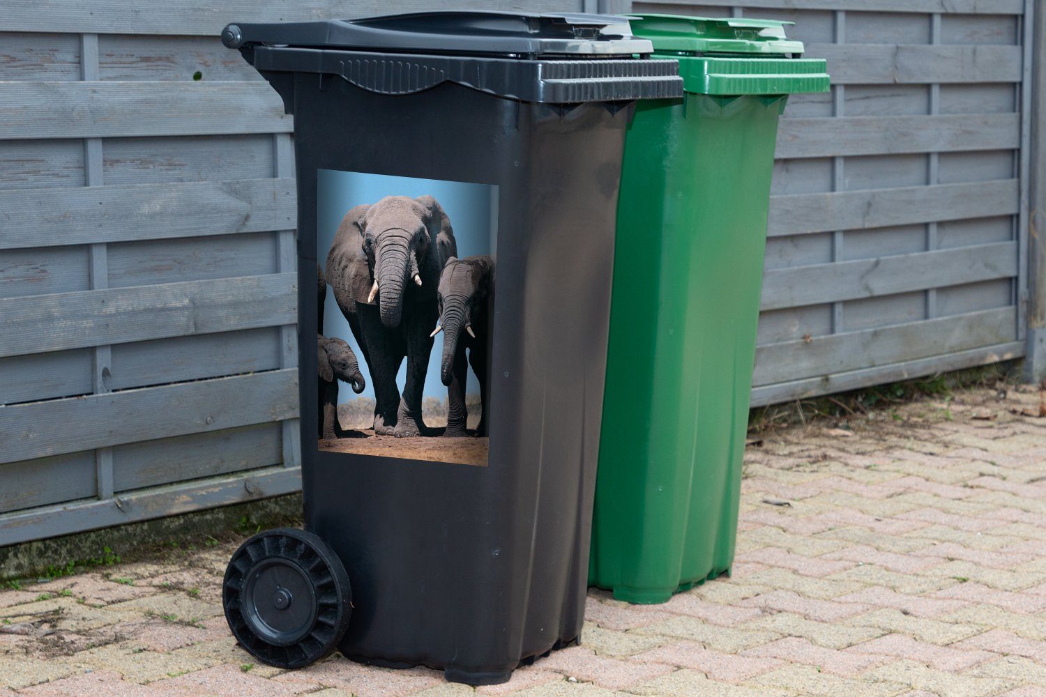 Abfalbehälter Wandsticker - Prärie Mülltonne, - Container, - (1 Mülleimer-aufkleber, Natur St), Tiere MuchoWow Elefant Sticker,