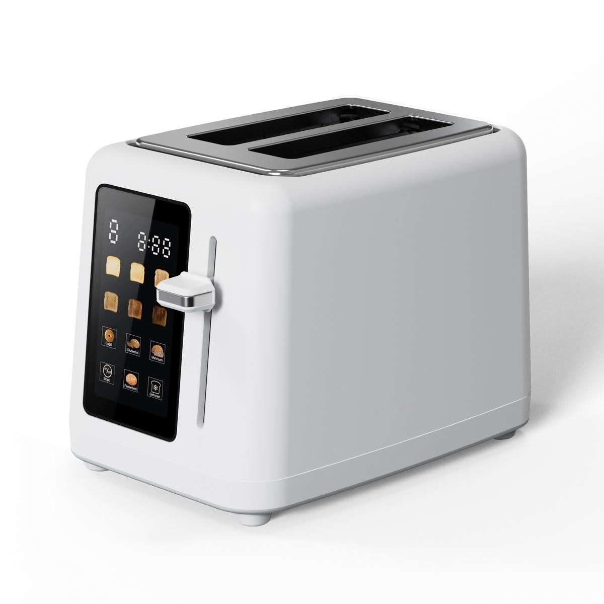 AECO Тостеры toastlab MAX - white Touch LED Display, Zwei extra große Toastschlitze, für verschiedene Brotsorten, 850 W, Bräunungsstufen,LED-Display,Auftaufunktion