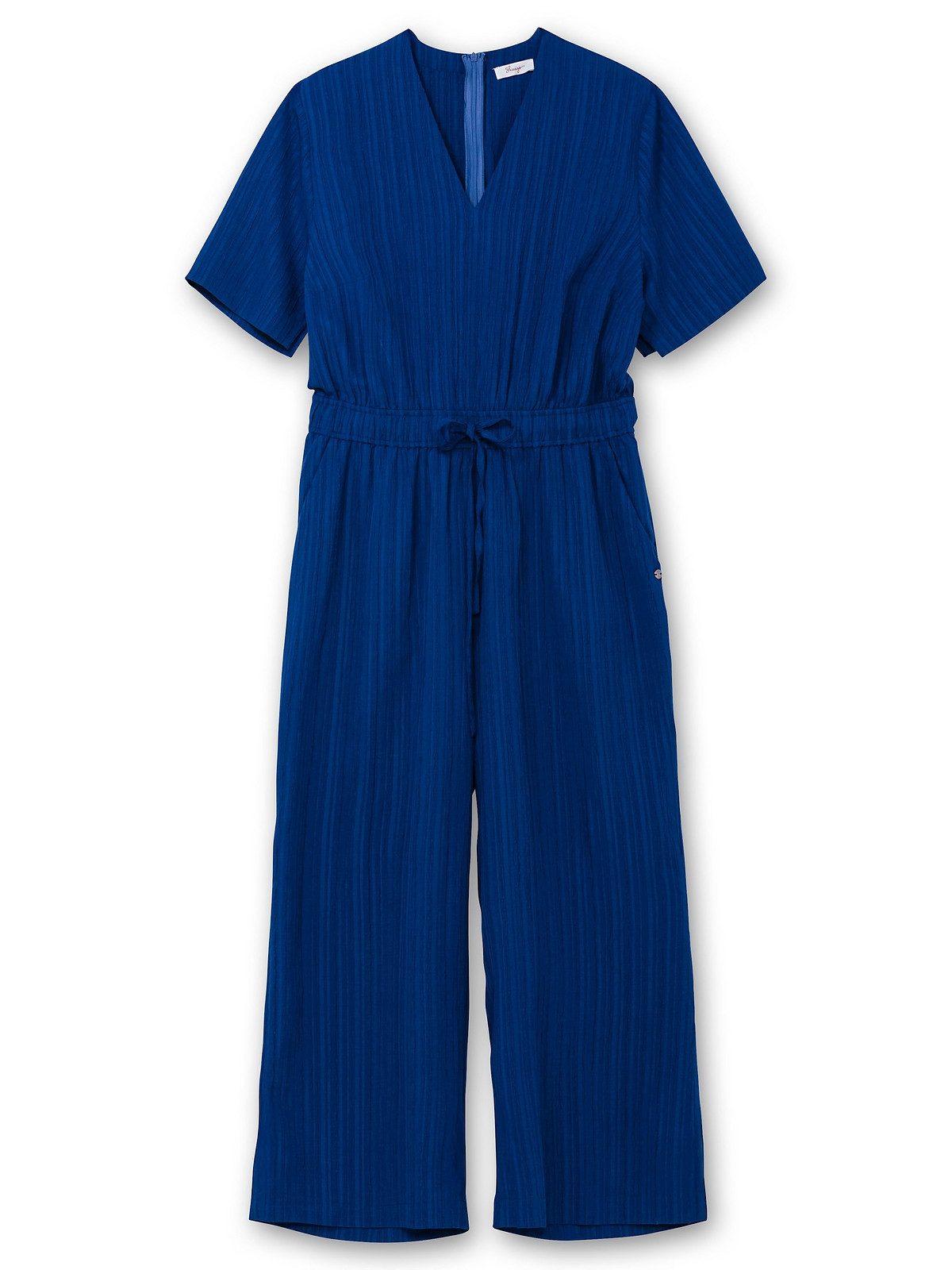 Sheego Jumpsuit Große Größen mit Bindegürtel, in Längsstruktur