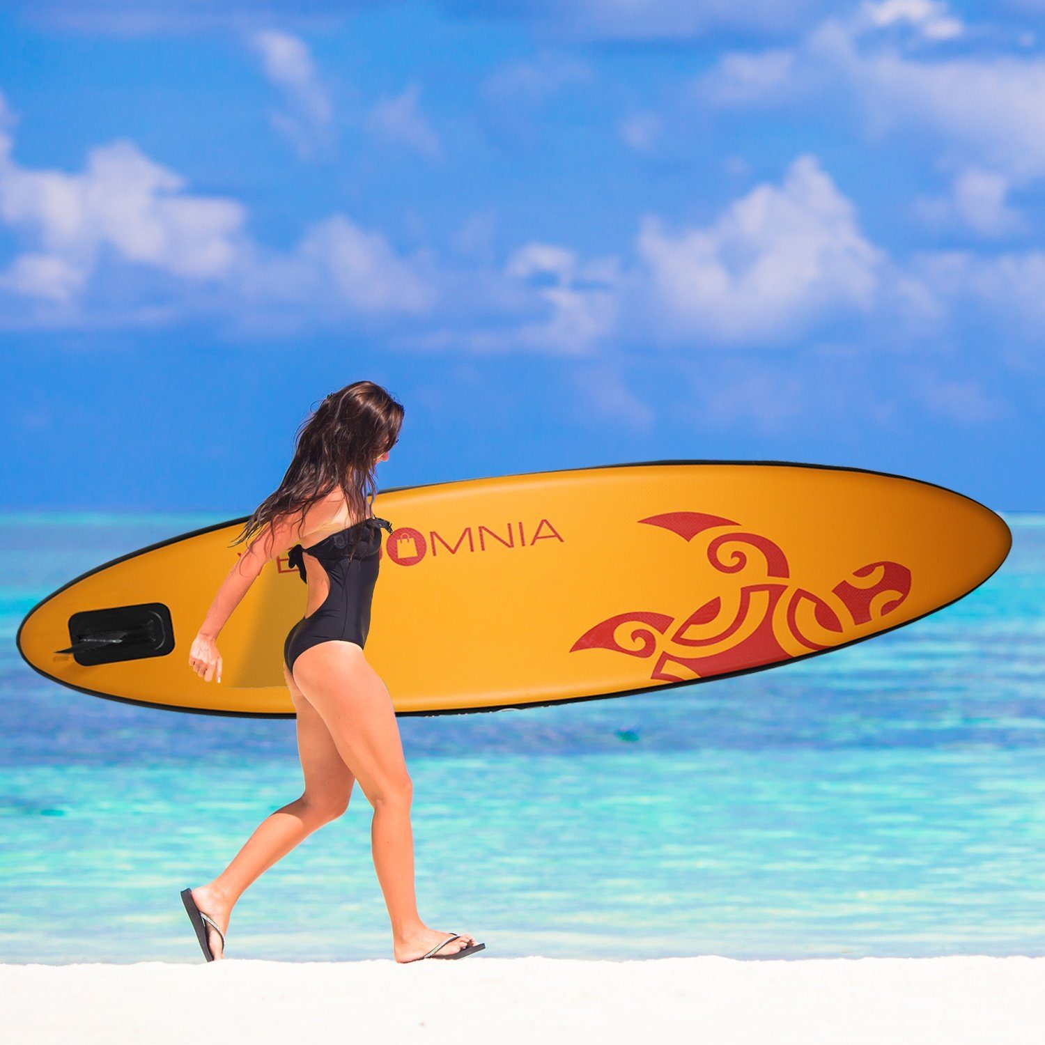 VENDOMNIA Inflatable SUP-Board Set - 5: PVC max 4 Up Surfboard) 7 Paddle 130 aufblasbar, Zubehör, Größen Stand Board, Tragetasche, 3 Modell board, 366cm Paddelboard, dick, 320cm cm Schichten, 380cm, Weiß-Türkis Farben, kg, Pumpe, (15 Paddling 305cm